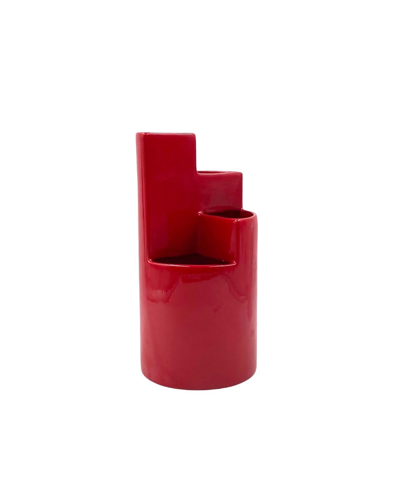 Franco Bettonica, vase en céramique rouge mod. fb1, Gabbianelli Italie vers 1970 en vente 3