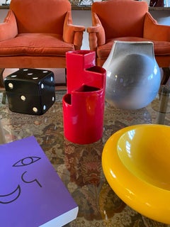 Franco Bettonica, red ceramic vase mod. fb1, Gabbianelli Italy ca. 1970