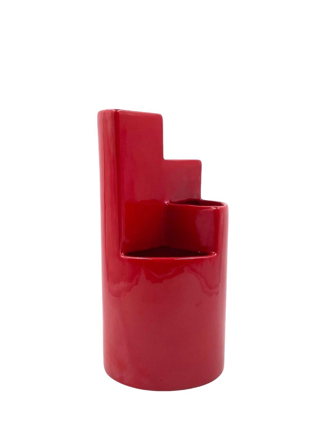 Late 20th Century Franco Bettonica, vase en céramique rouge mod. fb1, Gabbianelli Italie vers 1970 en vente