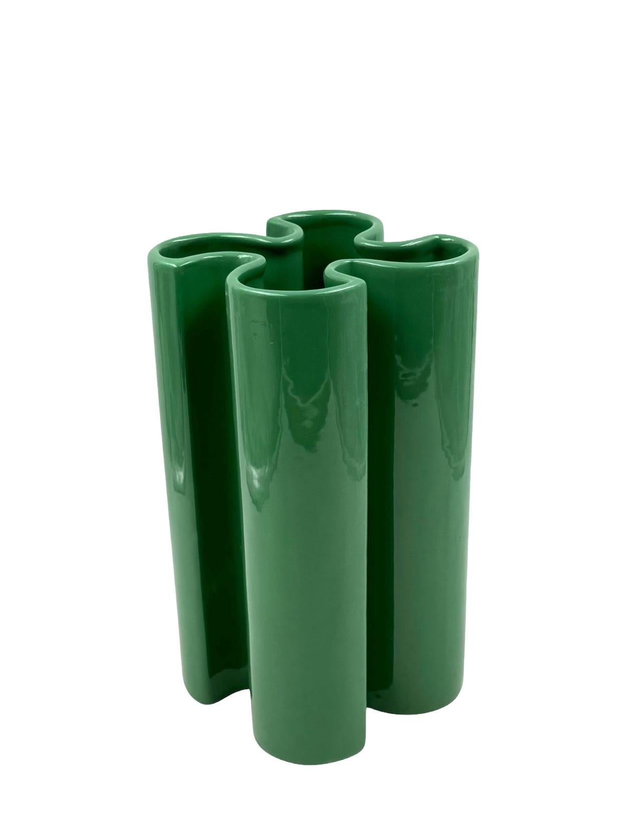 Franco Bettonica, vase en céramique verte rare de l'âge de l'espace, Gabbianelli Italie vers 1970 en vente 5