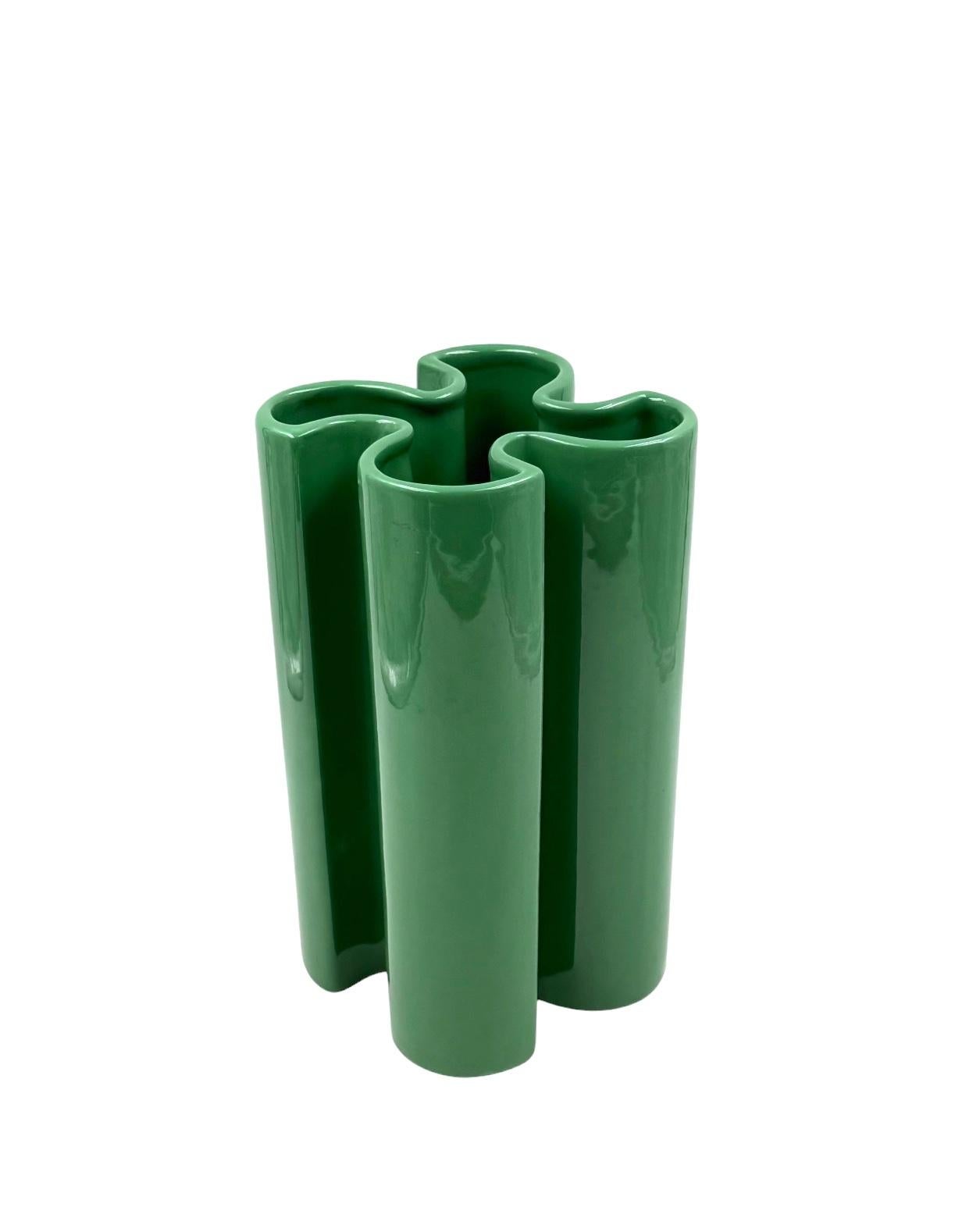 Franco Bettonica, vase en céramique verte rare de l'âge de l'espace, Gabbianelli Italie vers 1970 en vente 6