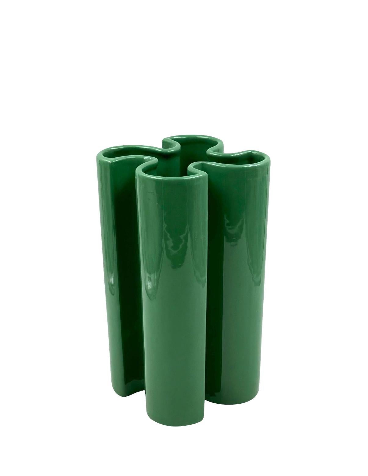 Franco Bettonica, vase en céramique verte rare de l'âge de l'espace, Gabbianelli Italie vers 1970 en vente 7