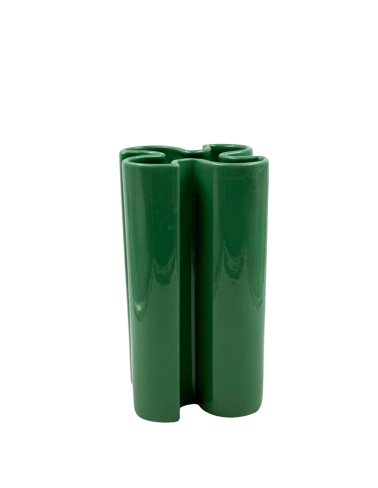 Franco Bettonica, vase en céramique verte rare de l'âge de l'espace, Gabbianelli Italie vers 1970 en vente 10