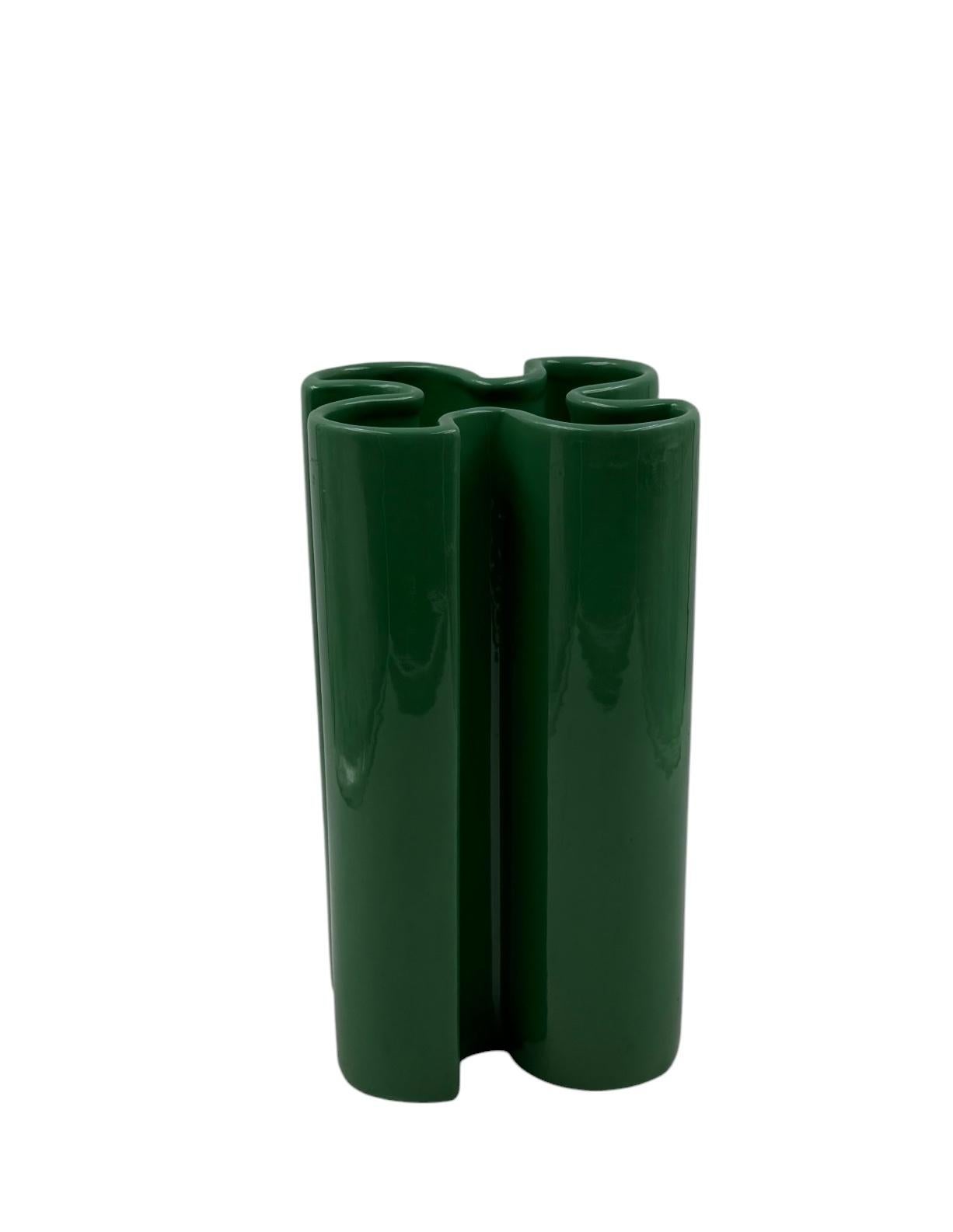 Franco Bettonica, vase en céramique verte rare de l'âge de l'espace, Gabbianelli Italie vers 1970 en vente 12