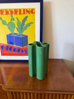 Franco Bettonica, Space age rare green ceramic vase, Gabbianelli Italy ca. 1970