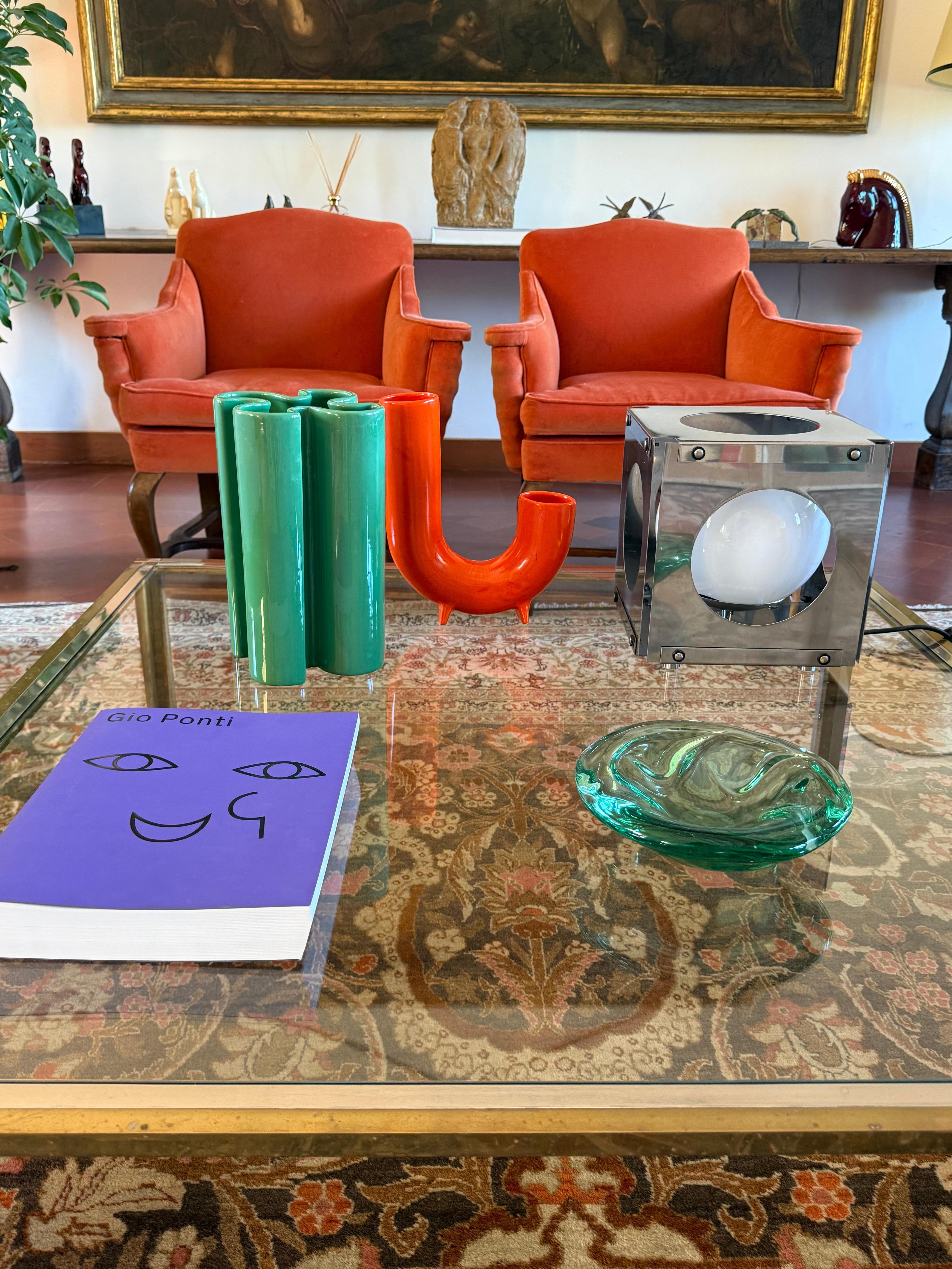 Italian Franco Bettonica, vase en céramique verte rare de l'âge de l'espace, Gabbianelli Italie vers 1970 en vente