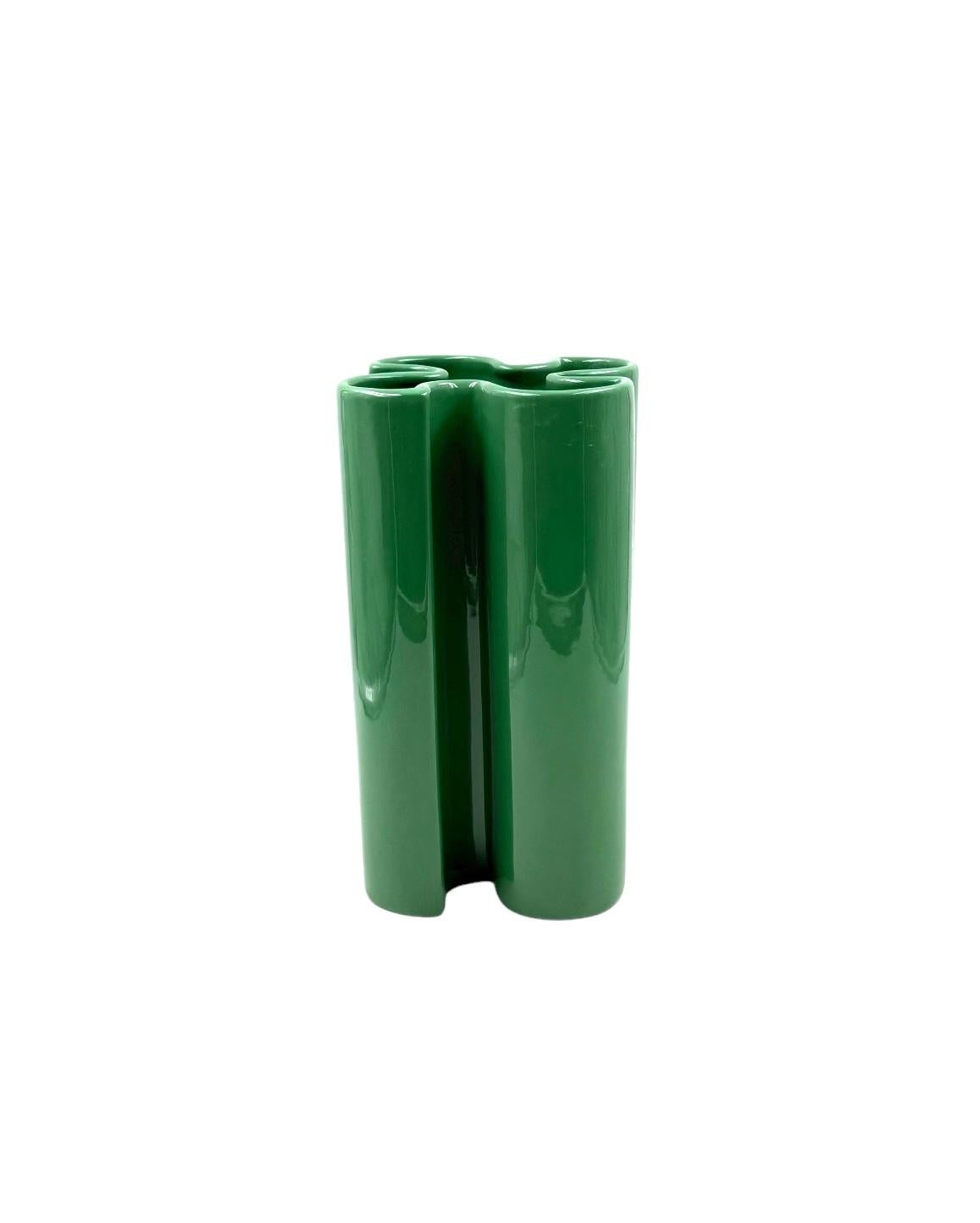 Céramique Franco Bettonica, vase en céramique verte rare de l'âge de l'espace, Gabbianelli Italie vers 1970 en vente