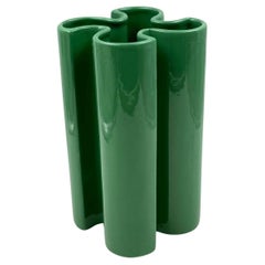 Franco Bettonica, Space age rare green ceramic vase, Gabbianelli Italy ca. 1970