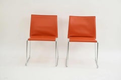 Franco Bizzozzero - Enrico Pellizoni 10 Orange Leather "Bizzy" Stacking Chairs