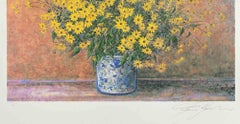 Vaso di fiori di topinambur - Serigrafia di Franco Bocchi - anni '80