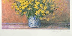 Vase of Jerusalem Artichoke Flowers - Screen Print by Franco Bocchi - 1980s