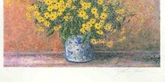 Vase of Jerusalem Artichoke Flowers - Screen Print by Franco Bocchi - 1980s