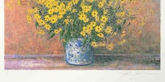 Vase of Jerusalem Artichoke Flowers - Screen Print by Franco Bocchi - 1980s
