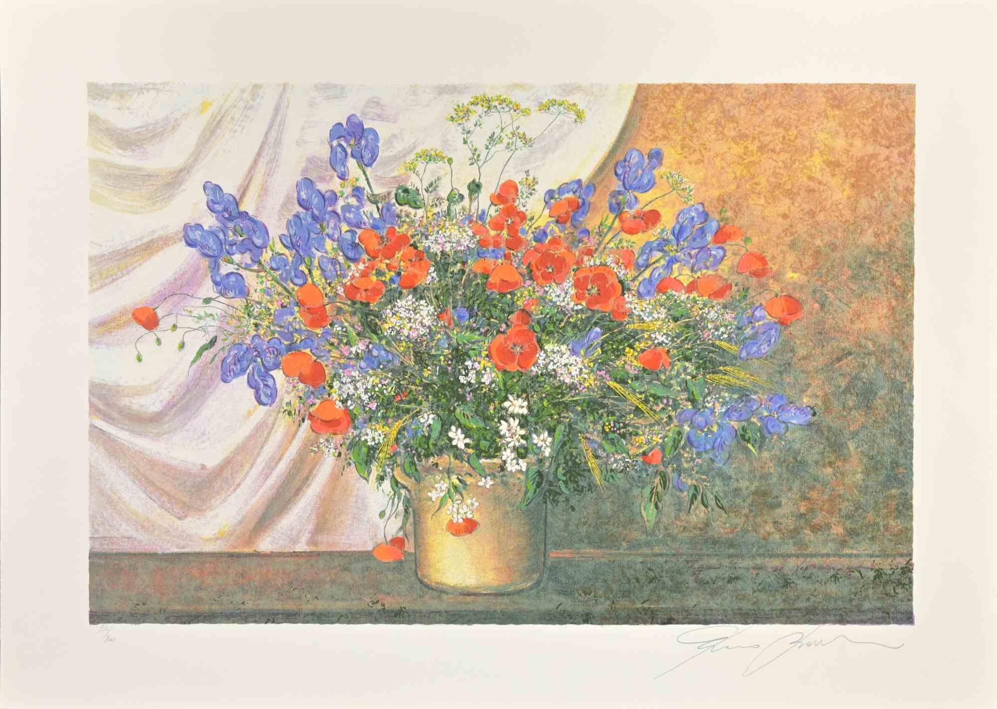 Wildflowers is an original modern artwork realized by Franco Bocchi in 1980s.

Mixed colored serigraph.

Hand signed on the lower margin.

 Numbered on the lower left margin. Edition of 200 prints.

Franco Bocchi was born in Cologne (BS) on November