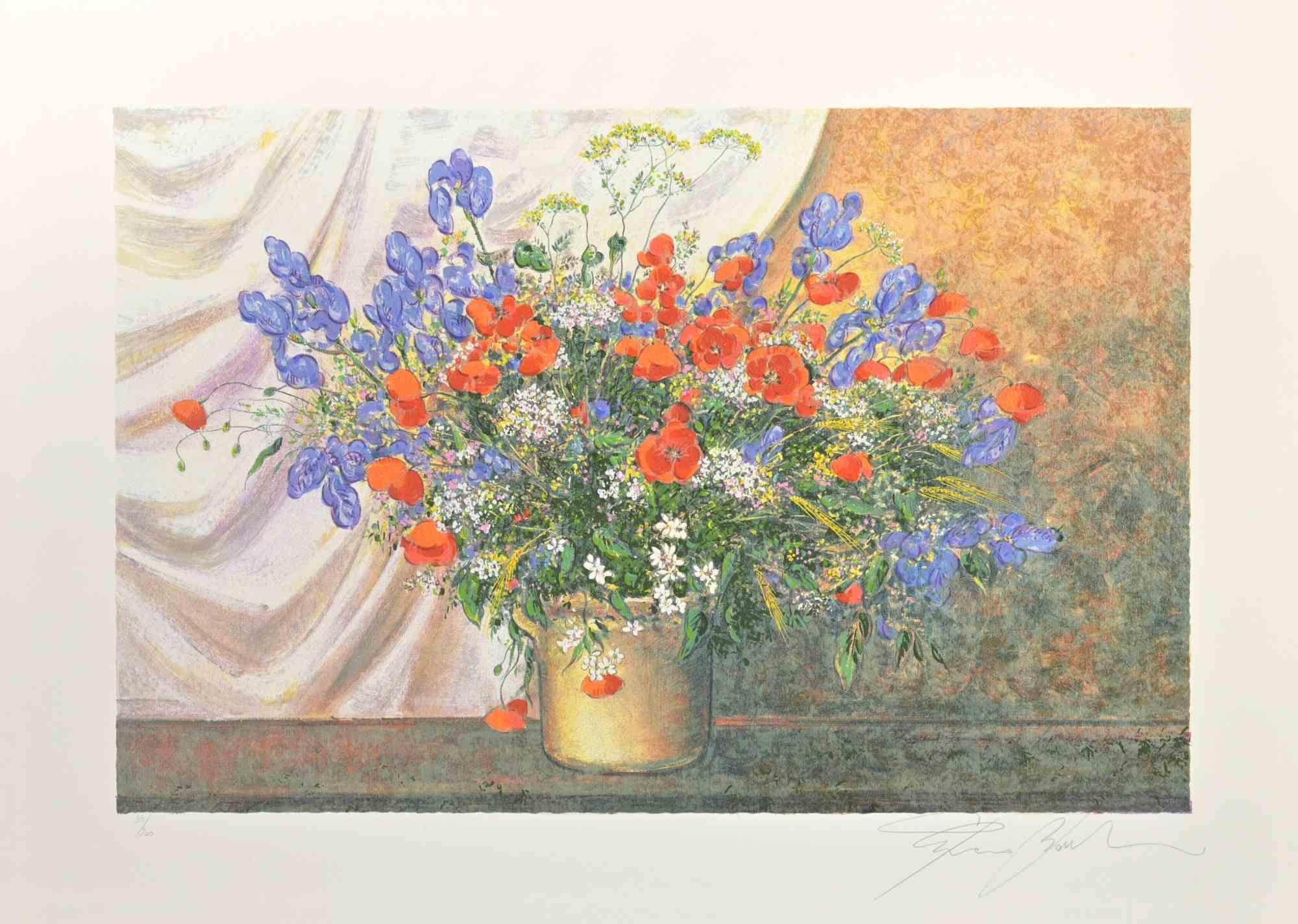 Wildflowers is a modern artwork realized by Franco Bocchi in 20th century.

Mixed colored screen print.

Hand signed on the lower margin.

 Numbered on the lower left margin. Edition of 200 prints.

Franco Bocchi was born in Cologne (BS) on November