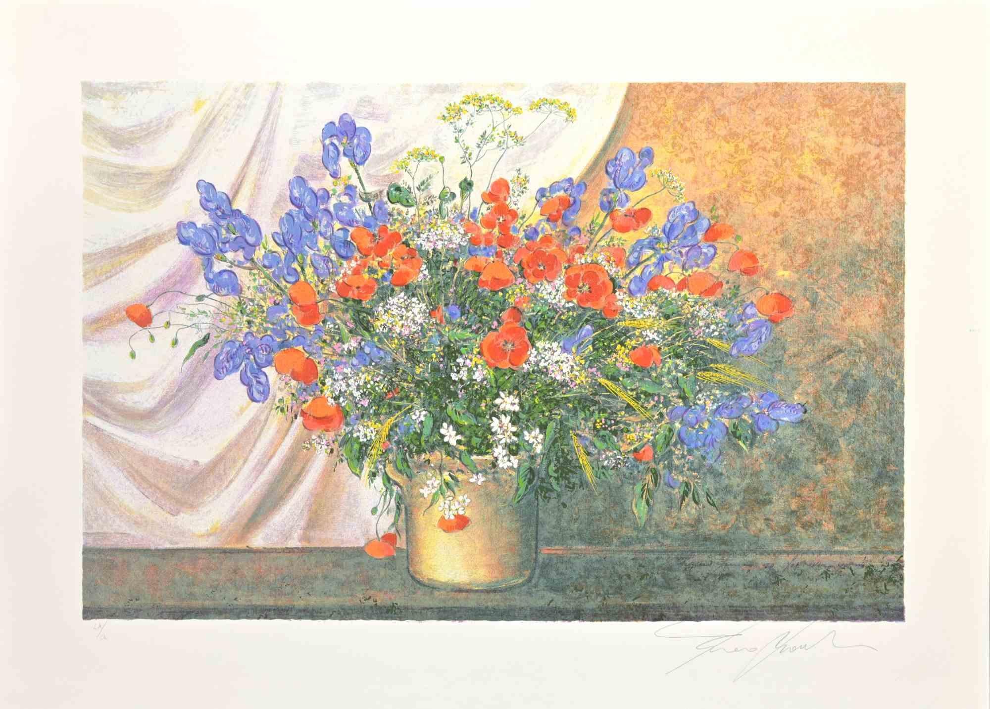 Wildblumen – Paraventdruck von Franco Bocchi – 1980er Jahre