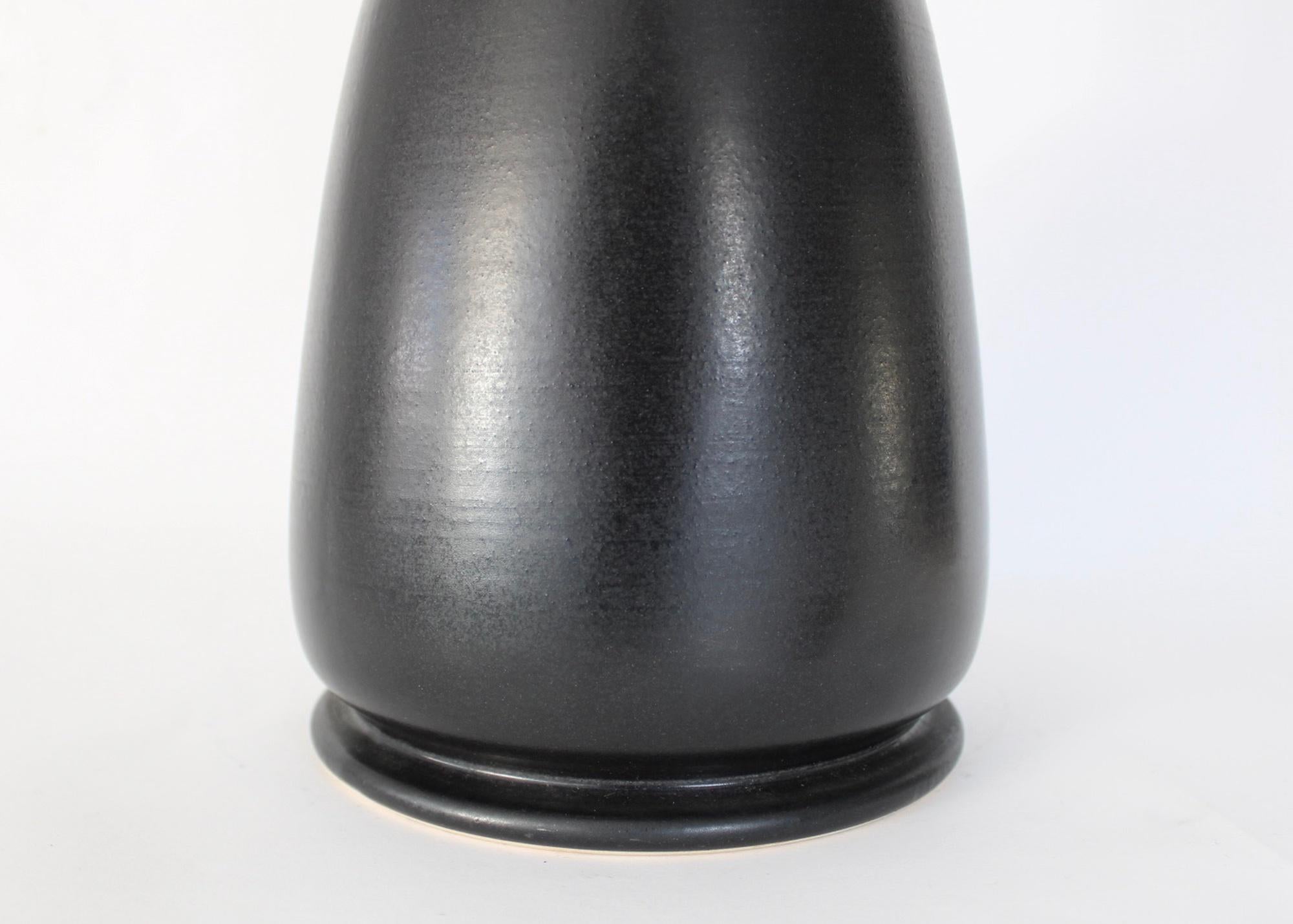 Late 20th Century Franco Bucci Italian Black Ceramic Vase Italy  c1970 For Sale