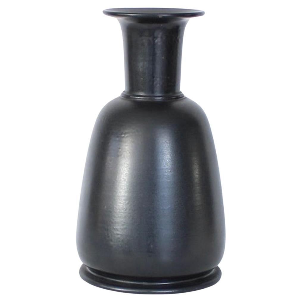 Franco Bucci Italian Black Ceramic Vase Italy  c1970 For Sale