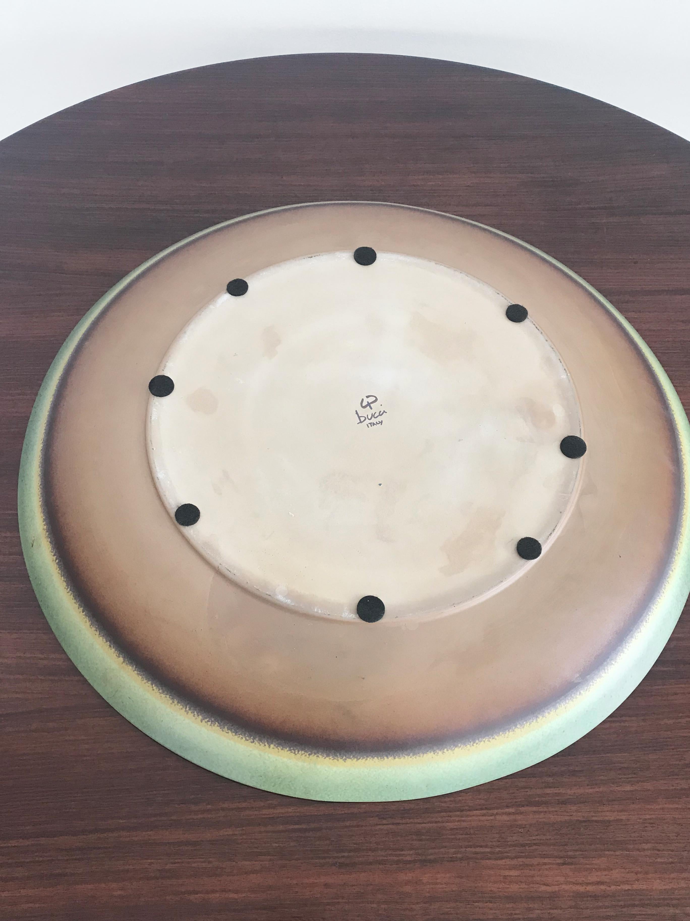 Franco Bucci Italian Round Large Ceramic Bowl Centerpiece Plate, 1970s 4