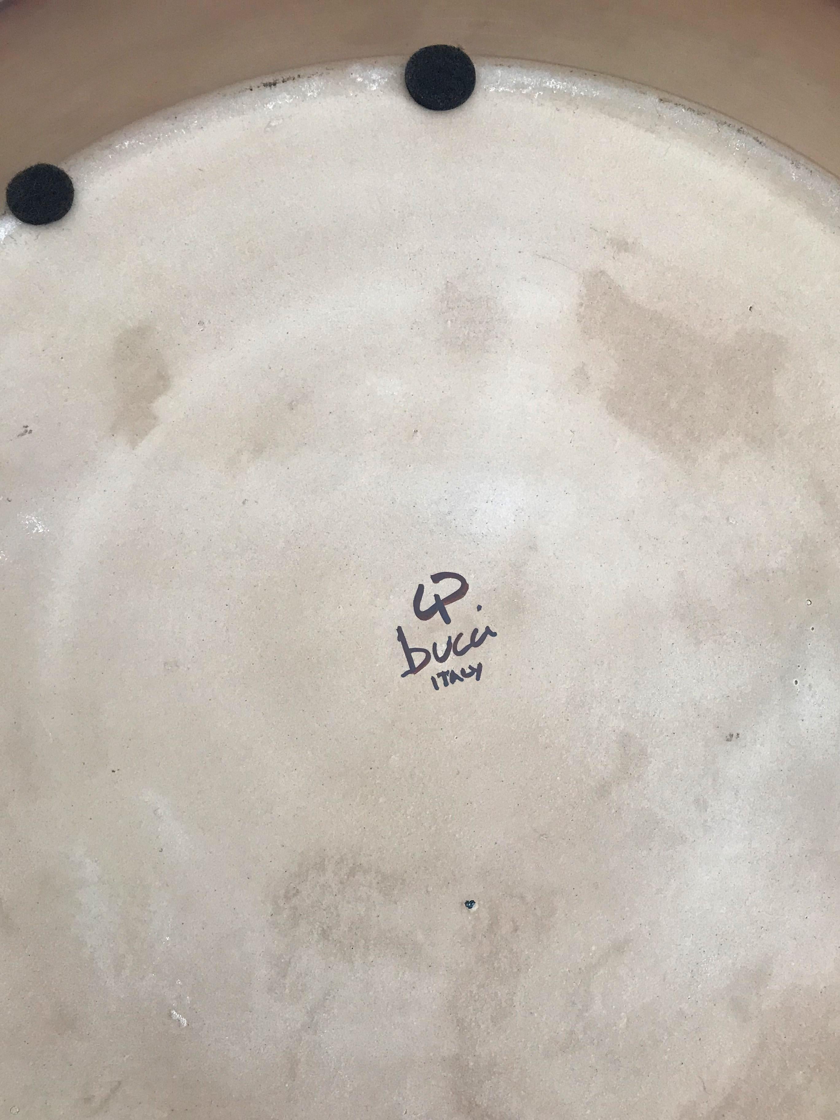 Franco Bucci Italian Round Large Ceramic Bowl Centerpiece Plate, 1970s 5