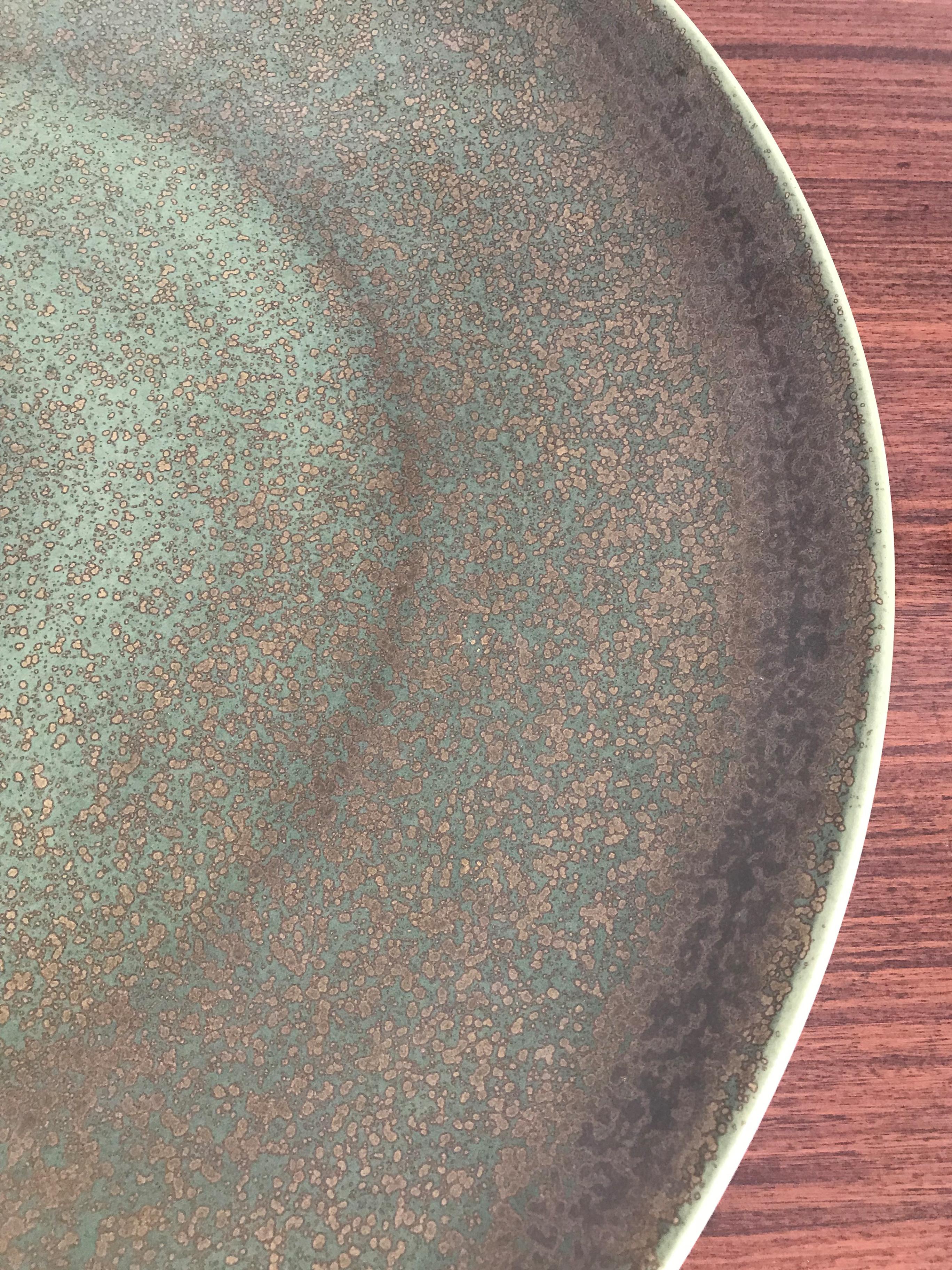 Late 20th Century Franco Bucci Italian Round Large Ceramic Bowl Centerpiece Plate, 1970s