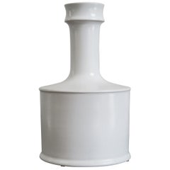 Vaso a bottiglia in ceramica bianca Franco Bucci, anni '70