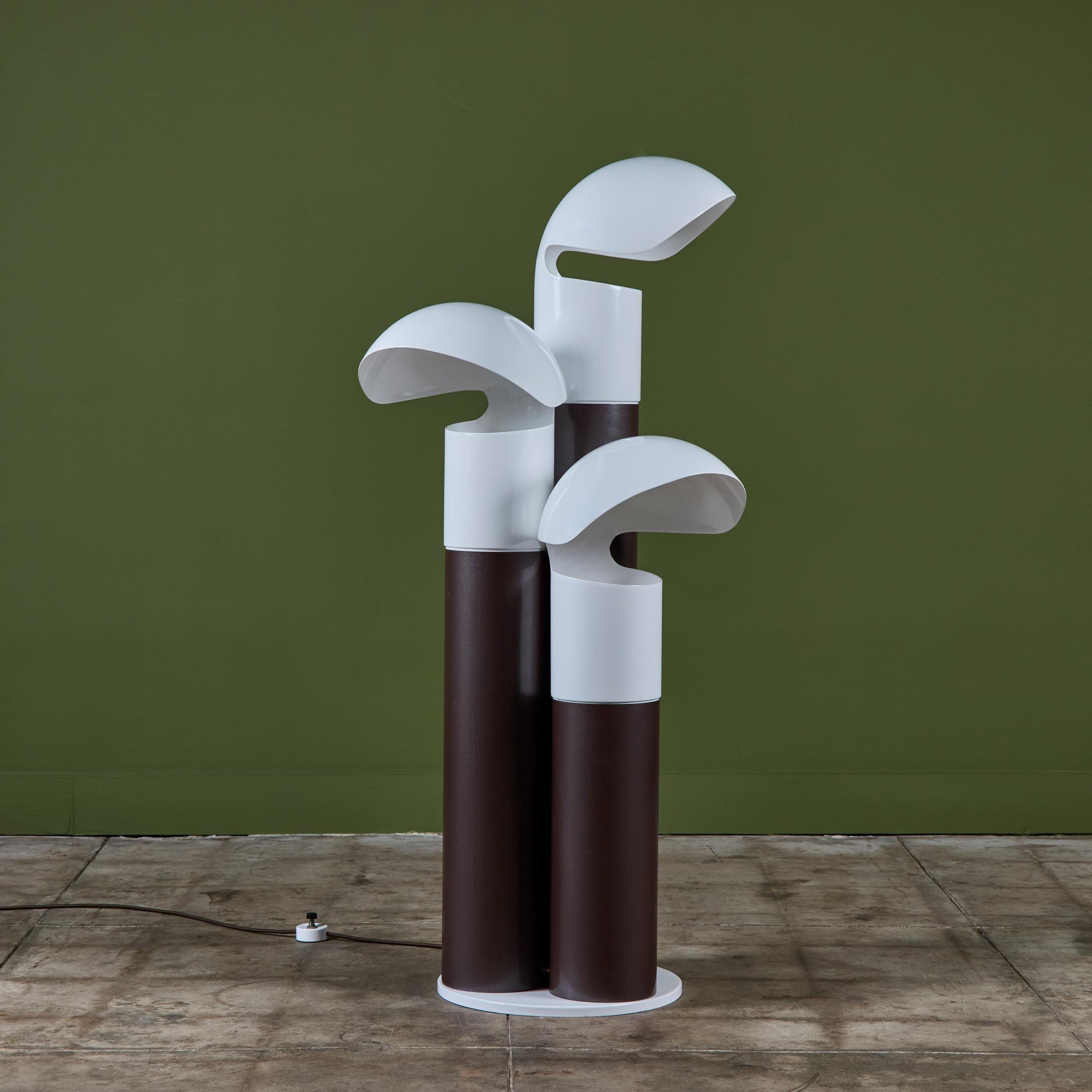 Italian Franco Buzzi Ceriani Tri-Shade Metal Floor Lamp For Sale