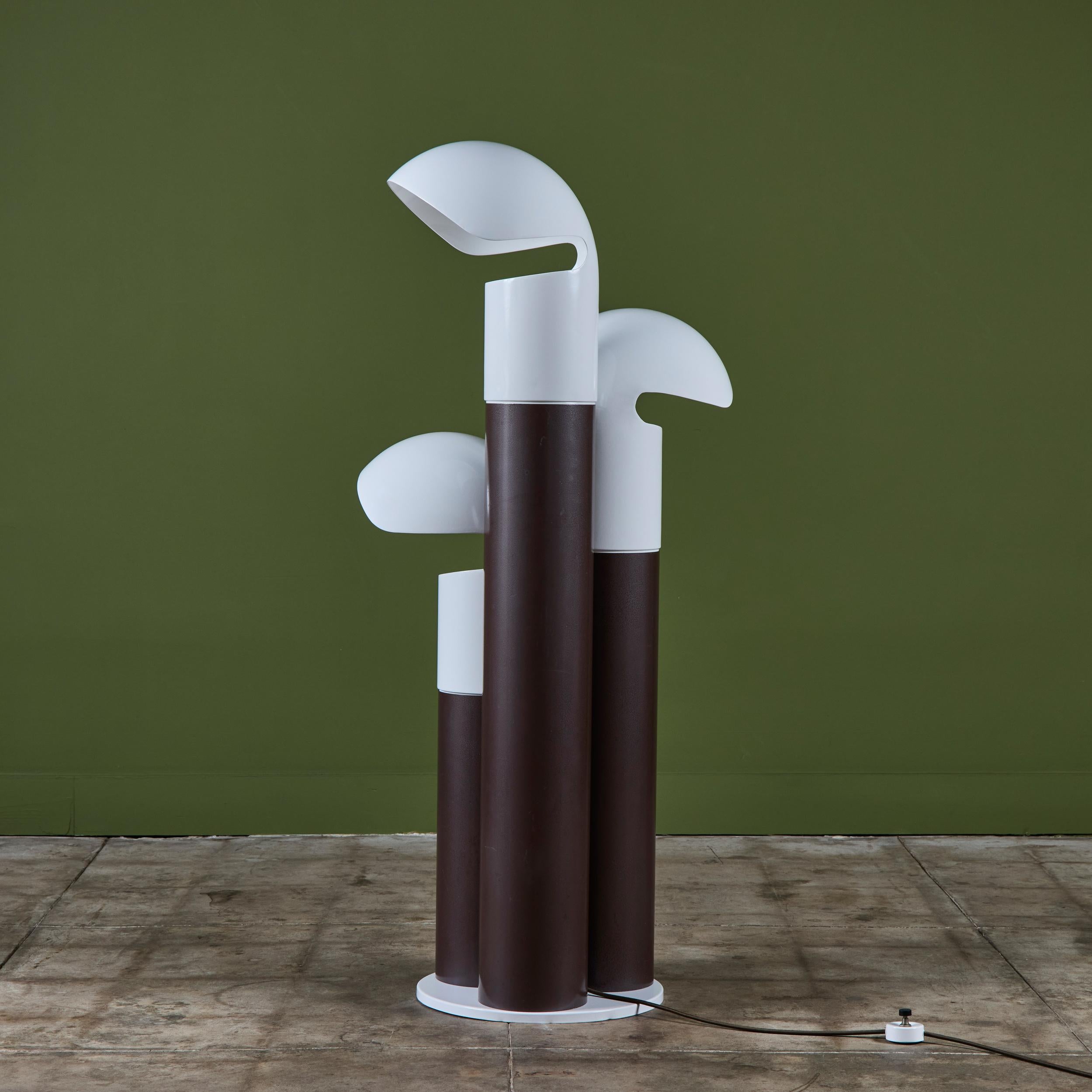 Powder-Coated Franco Buzzi Ceriani Tri-Shade Metal Floor Lamp For Sale
