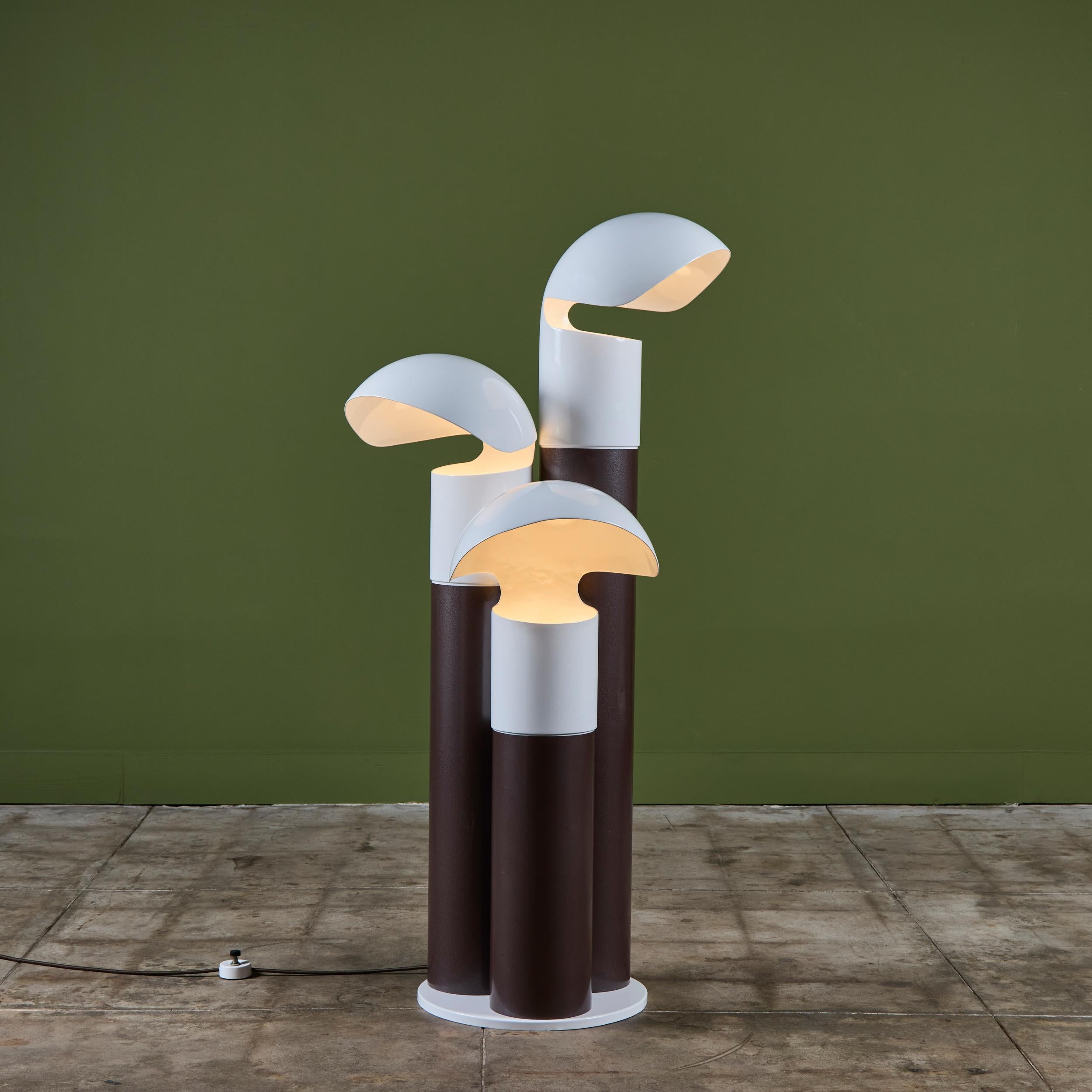 Steel Franco Buzzi Ceriani Tri-Shade Metal Floor Lamp For Sale