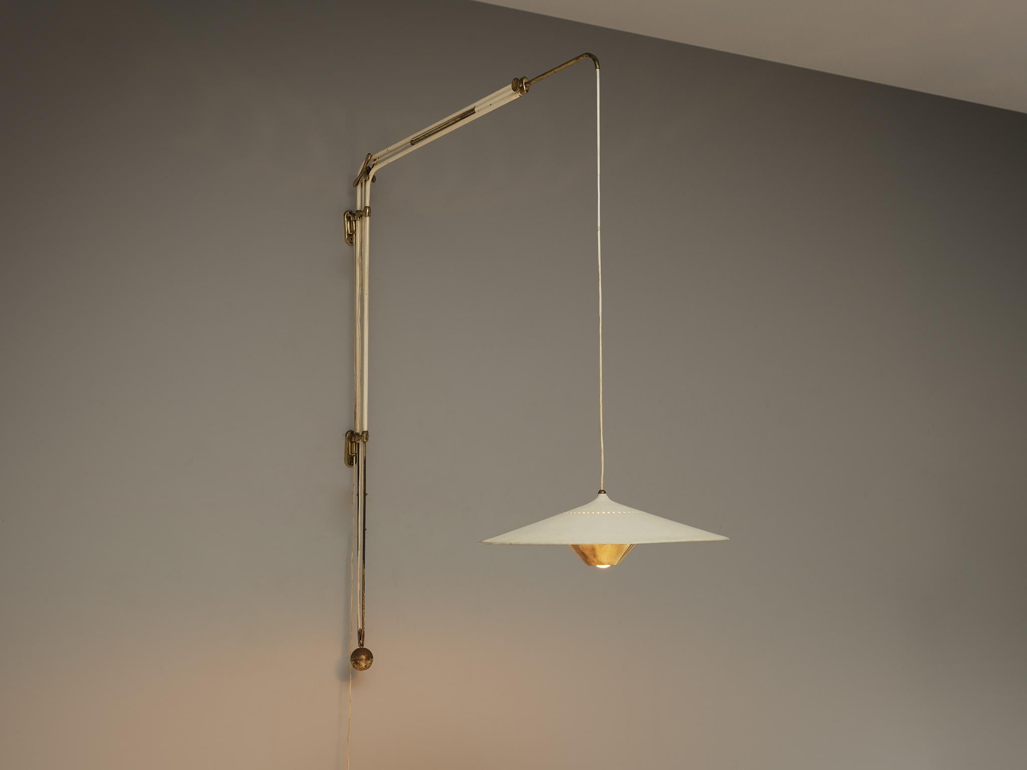Mid-20th Century Franco Buzzi for O-Luce Wall Arm Lamp  in Brass and Aluminum