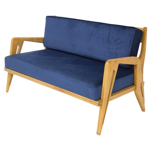 Campo and Graffi Attribution, Lounge Chairs, Ash, Wood, Vinyl, Brass, C.  1955 For Sale at 1stDibs