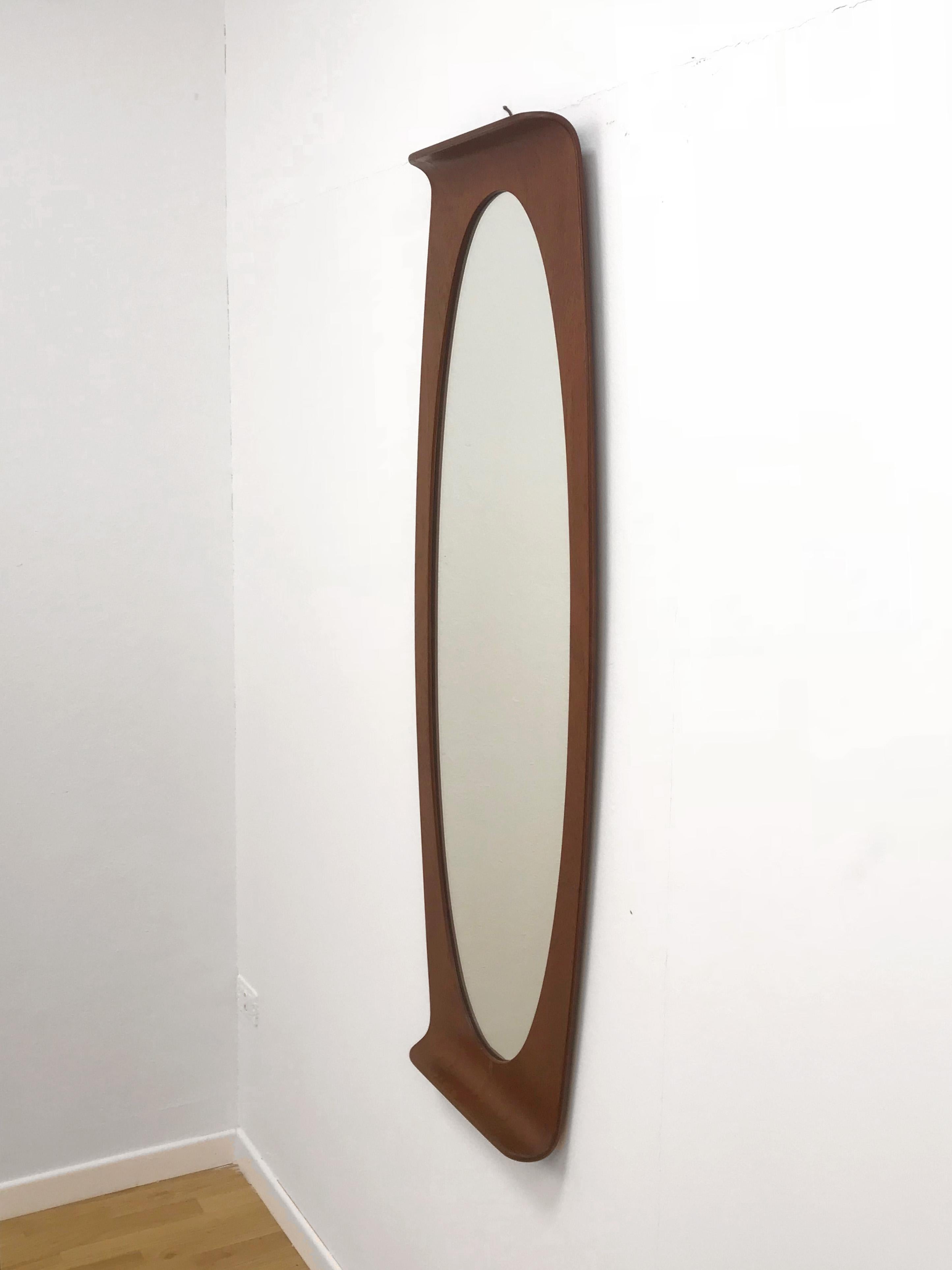 Franco Campo and Carlo Graffi Wall Mirror in Curved Wood, Italy, 1960s 4
