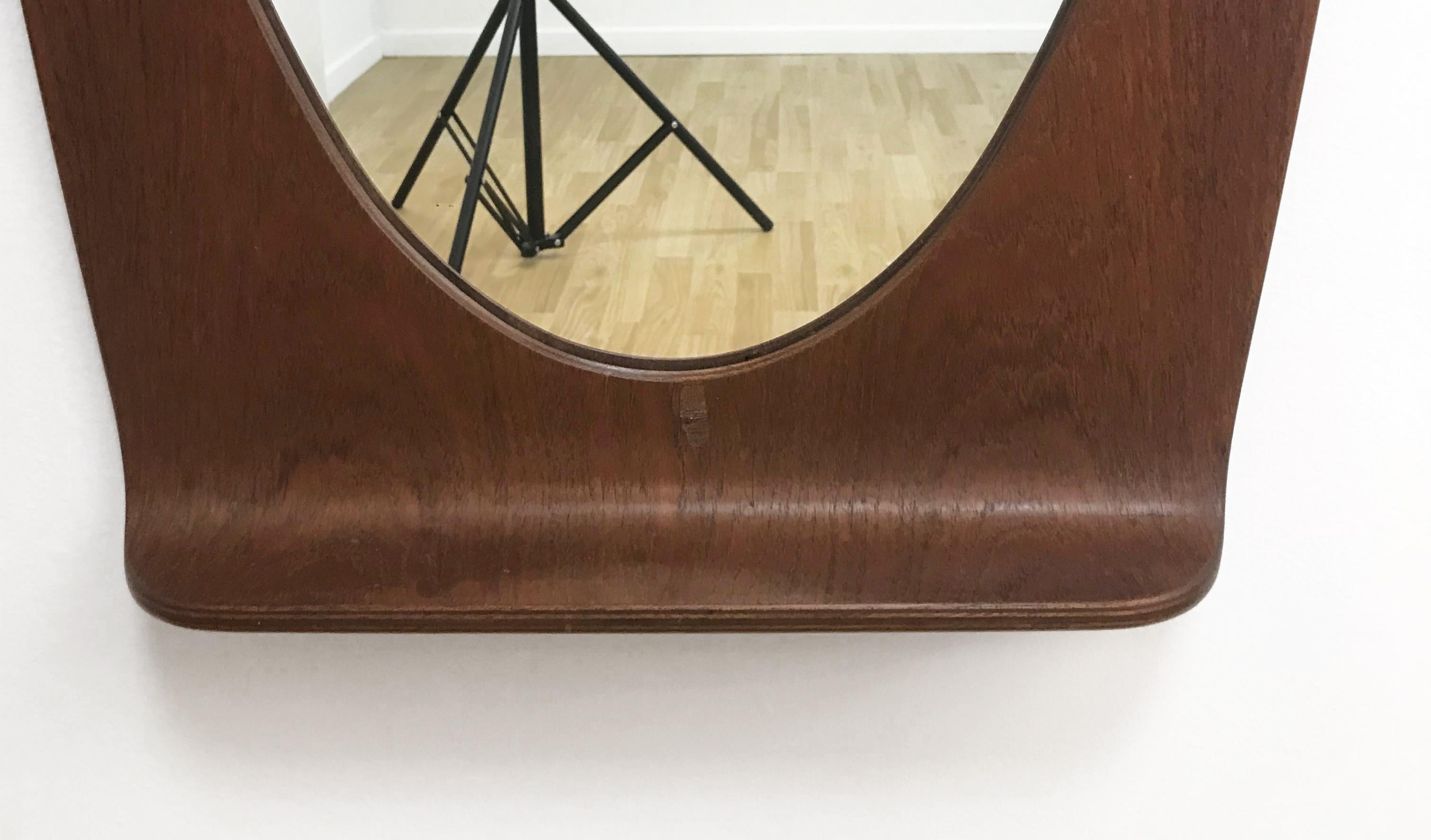 Franco Campo and Carlo Graffi Wall Mirror in Curved Wood, Italy, 1960s 5