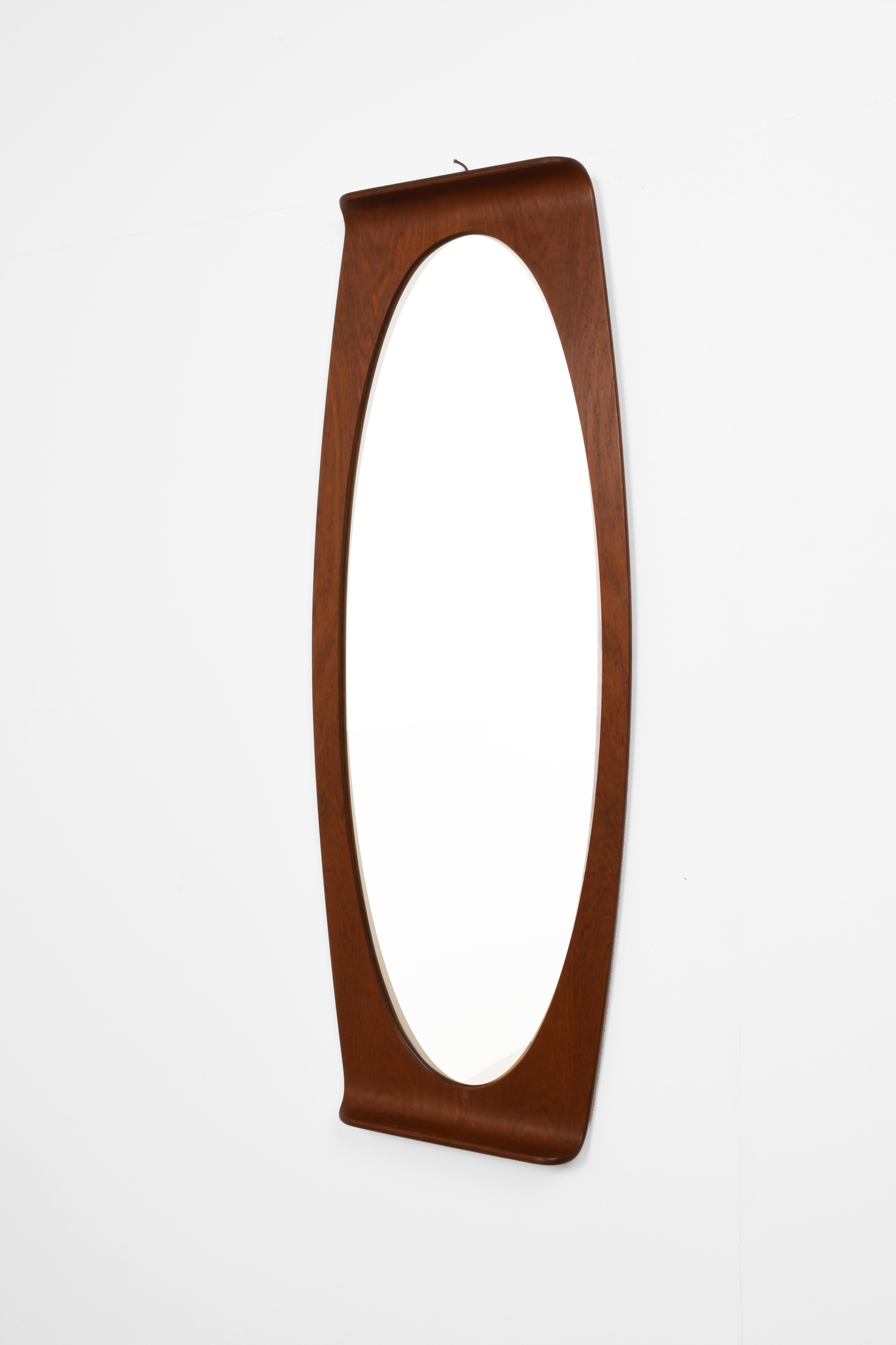 Carved Franco Campo and Carlo Graffi Wall Mirror in Curved Wood, Italy, 1960s
