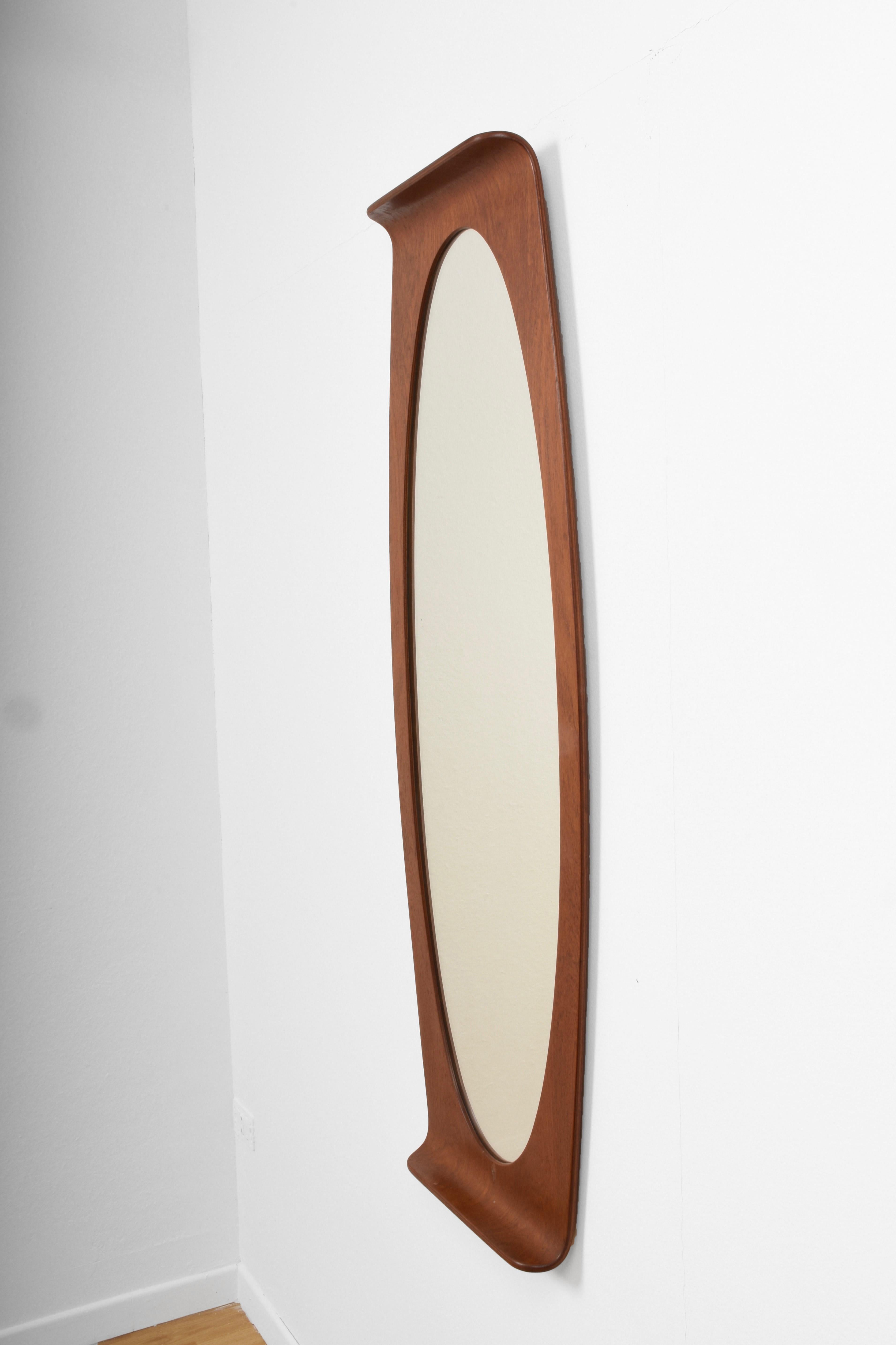 Carved Franco Campo & Carlo Graffi Wall Mirror in Curved Wood, Italy, 1960s