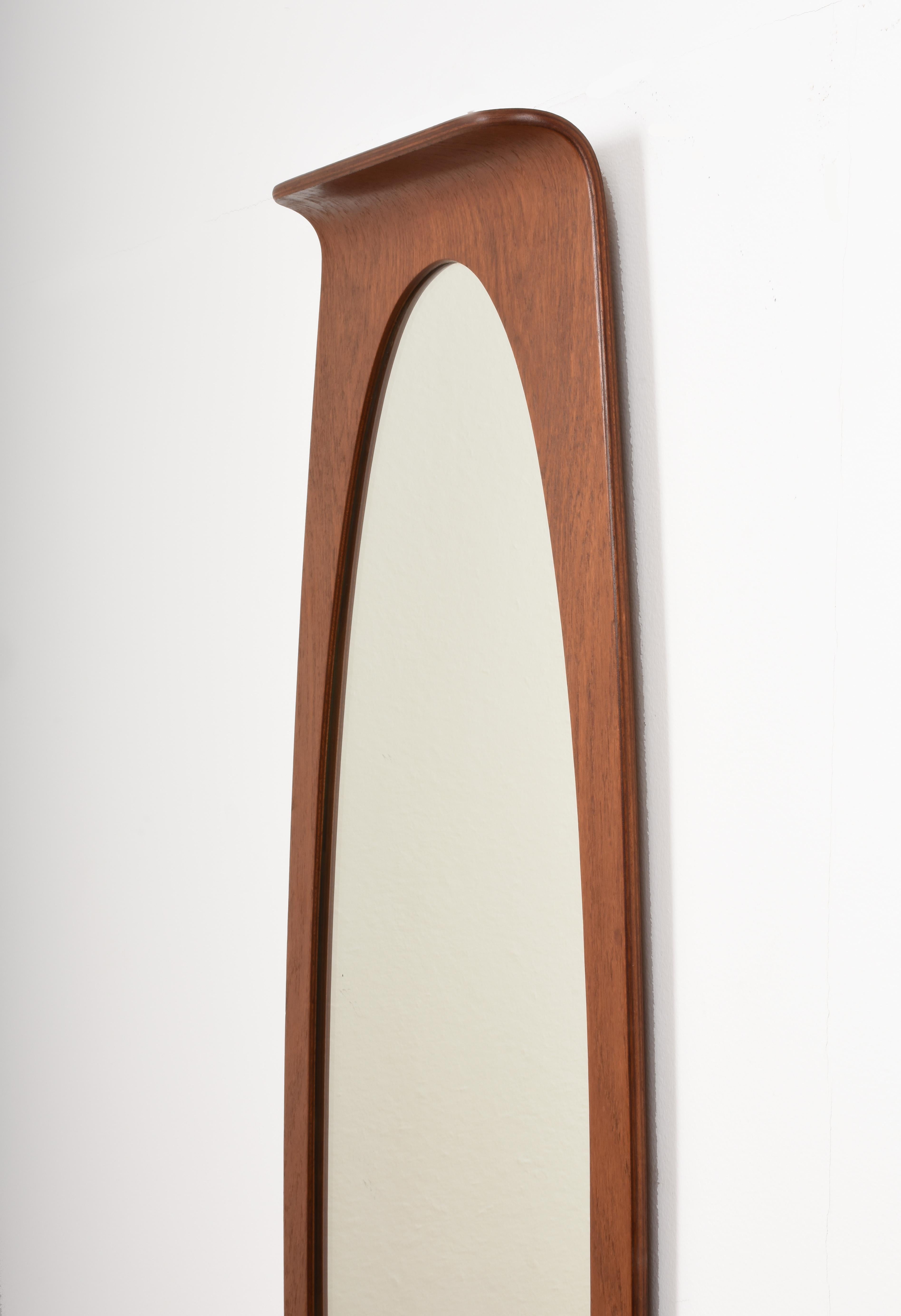 Mid-20th Century Franco Campo and Carlo Graffi Wall Mirror in Curved Wood, Italy, 1960s