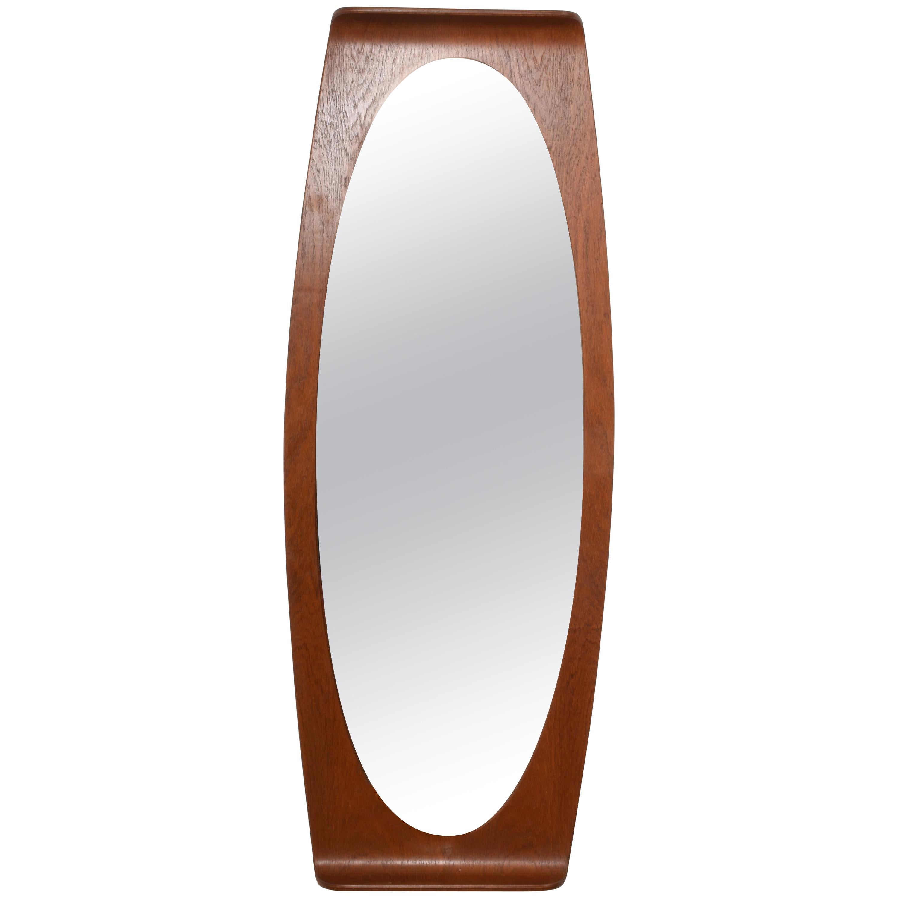 Franco Campo and Carlo Graffi Wall Mirror in Curved Wood, Italy, 1960s