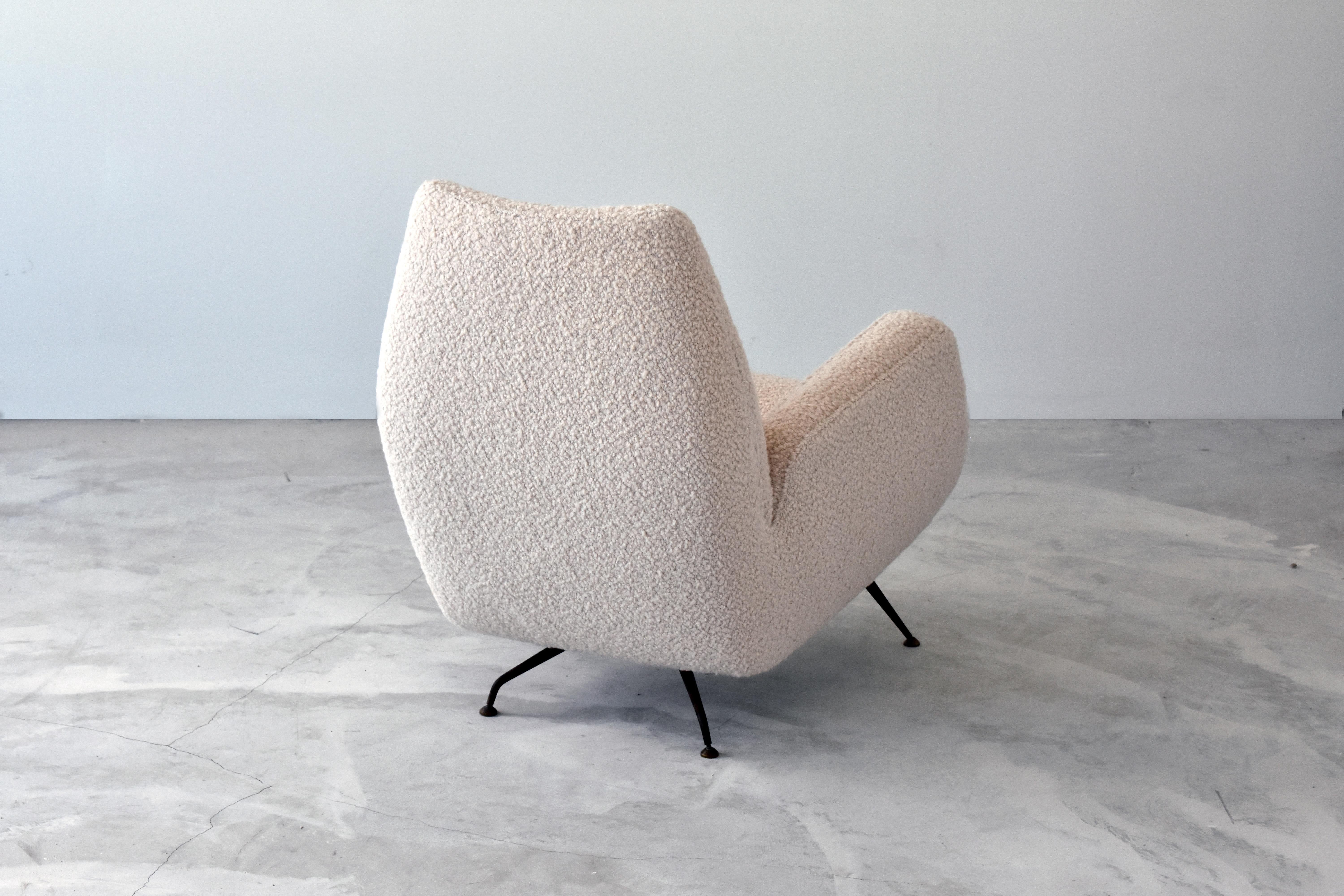Italian Franco Campo, Carlo Graffi 'Attribution' Lounge Chair, Fabric Metal, 1948, Italy