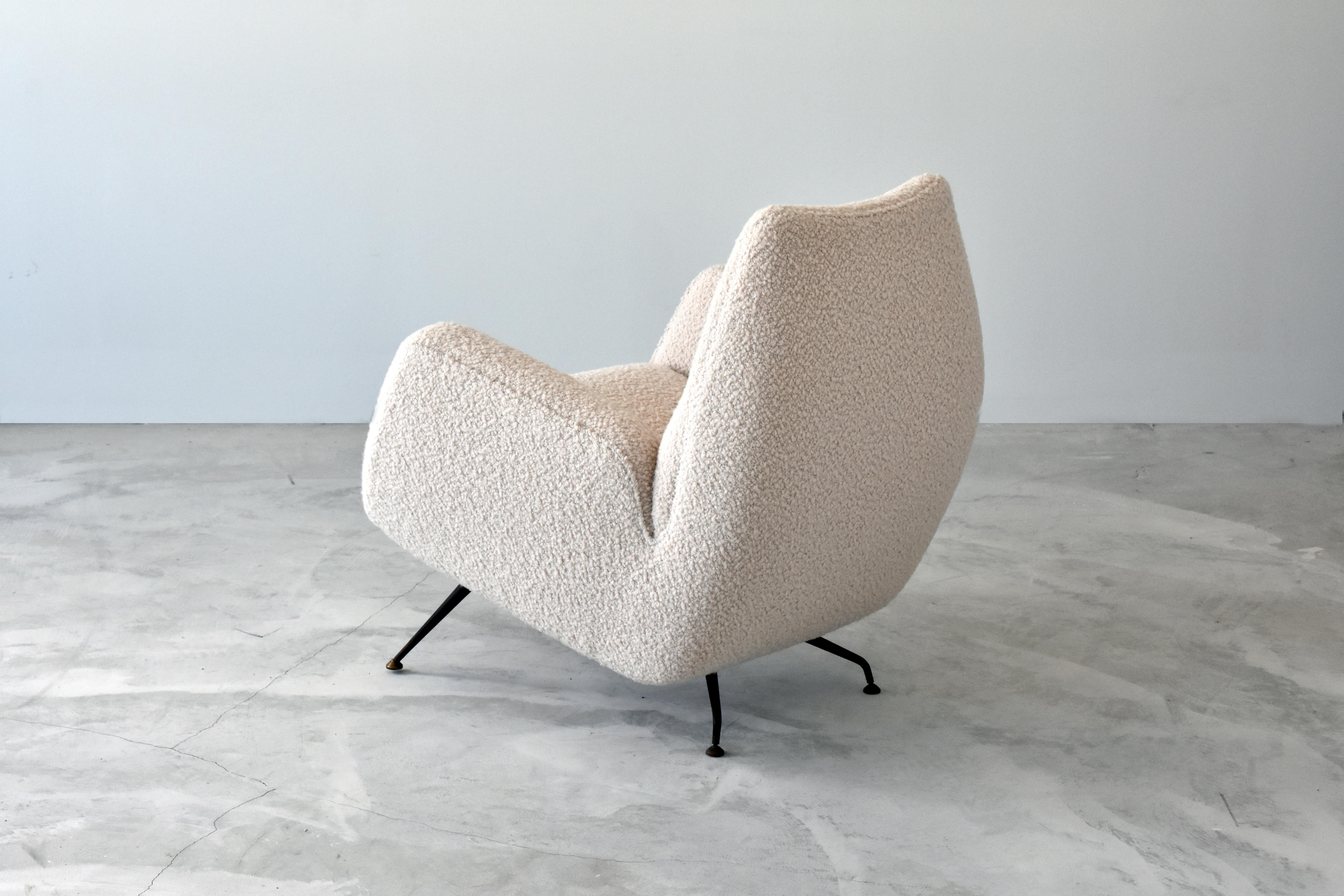Mid-20th Century Franco Campo, Carlo Graffi 'Attribution' Lounge Chair, Fabric Metal, 1948, Italy
