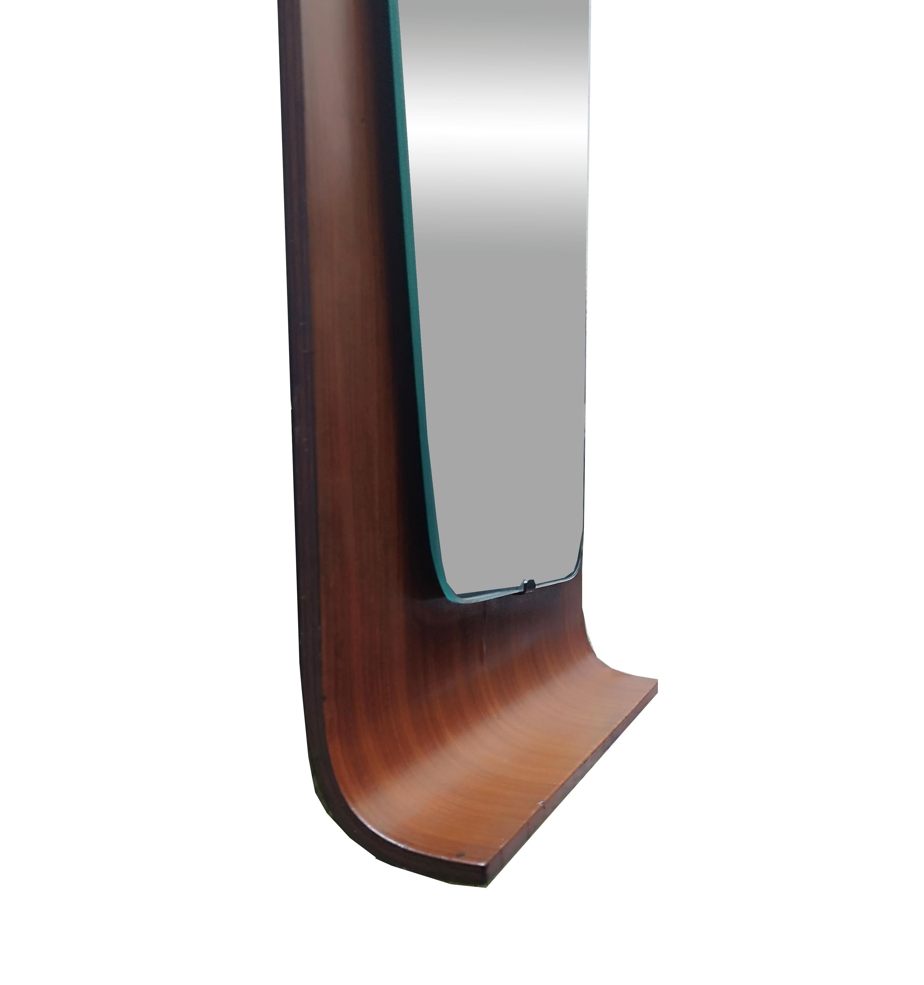 Italian Franco Campo & Carlo Graffi for Home Bent Plywood Wall Mirror, Italy, 1960s For Sale