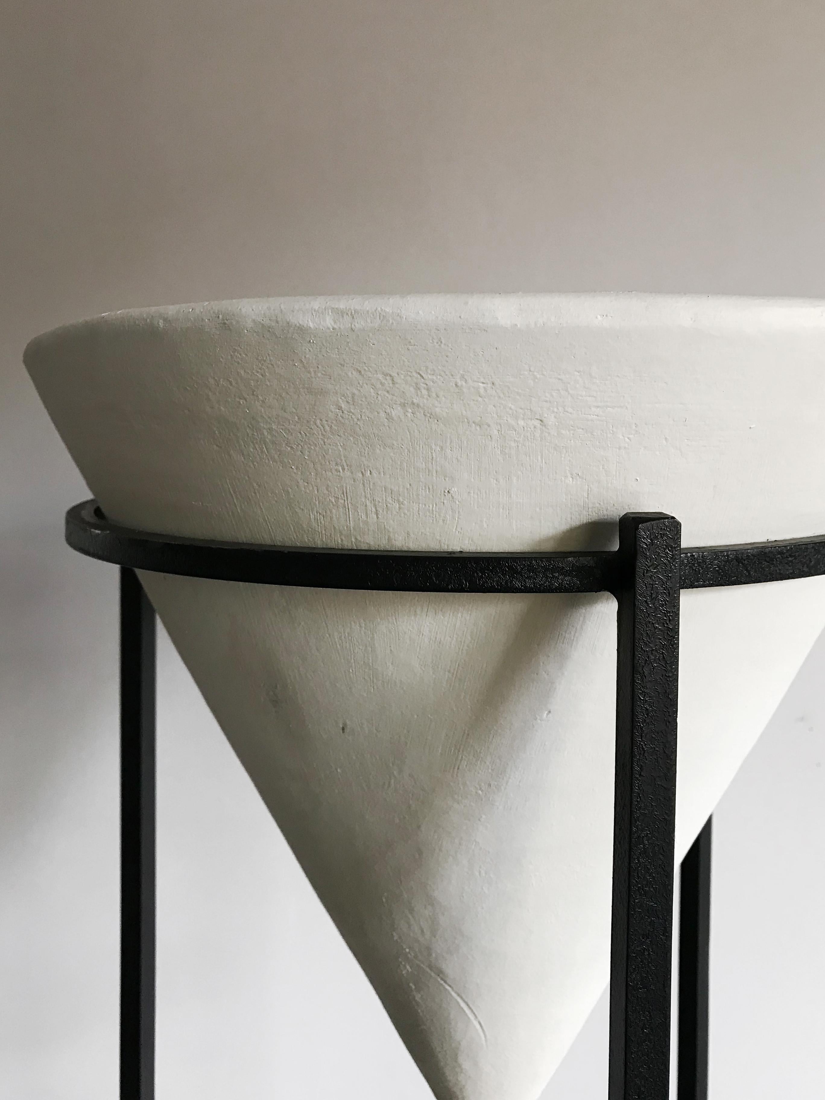 Franco Campo, Carlo Graffi for Home Italian Ceramic White Flowerpot Stand, 1960s 2