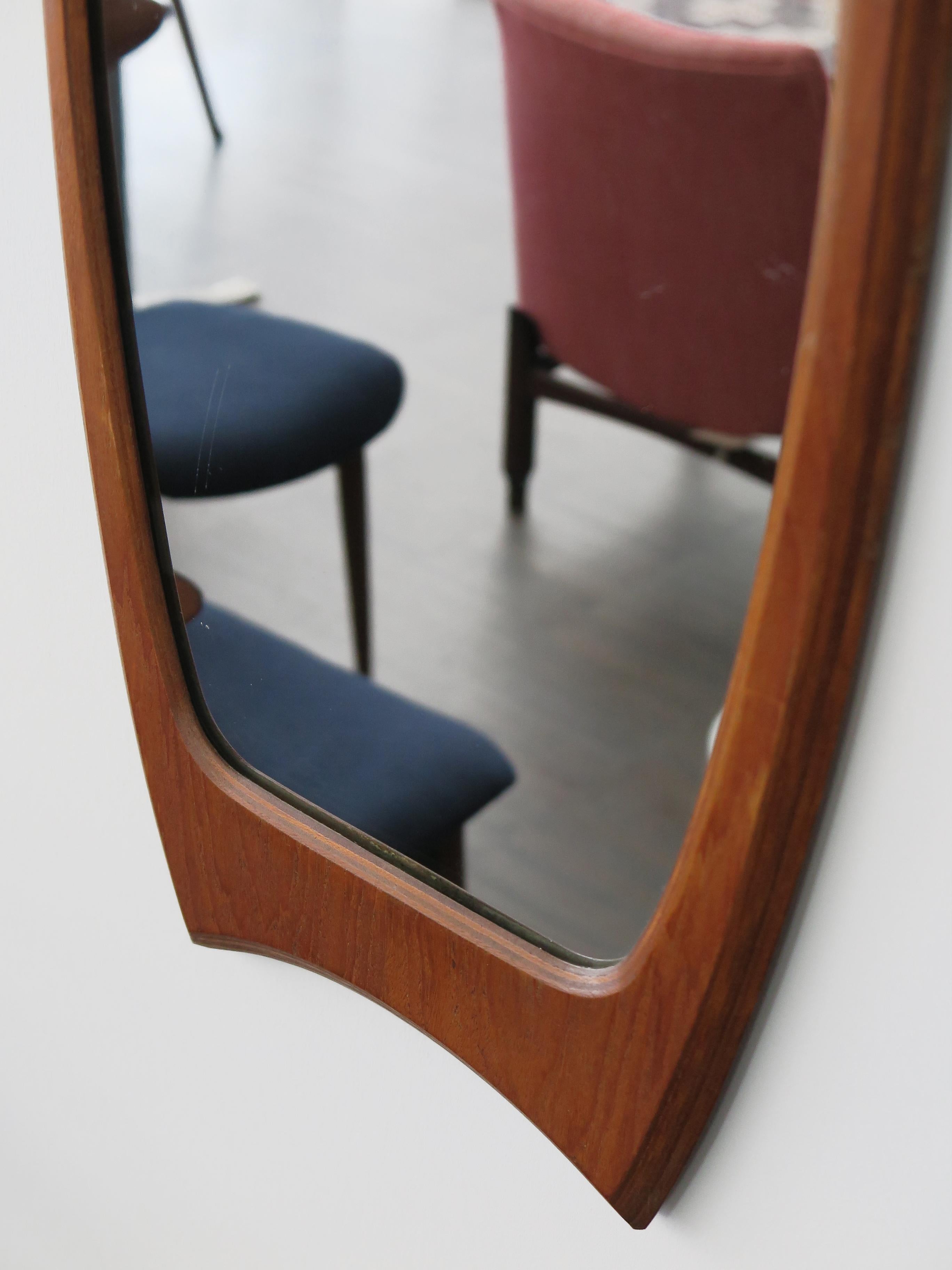 Mid-20th Century Franco Campo & Carlo Graffi for Home Midcentury Italian Teak Wall Mirror 1950s