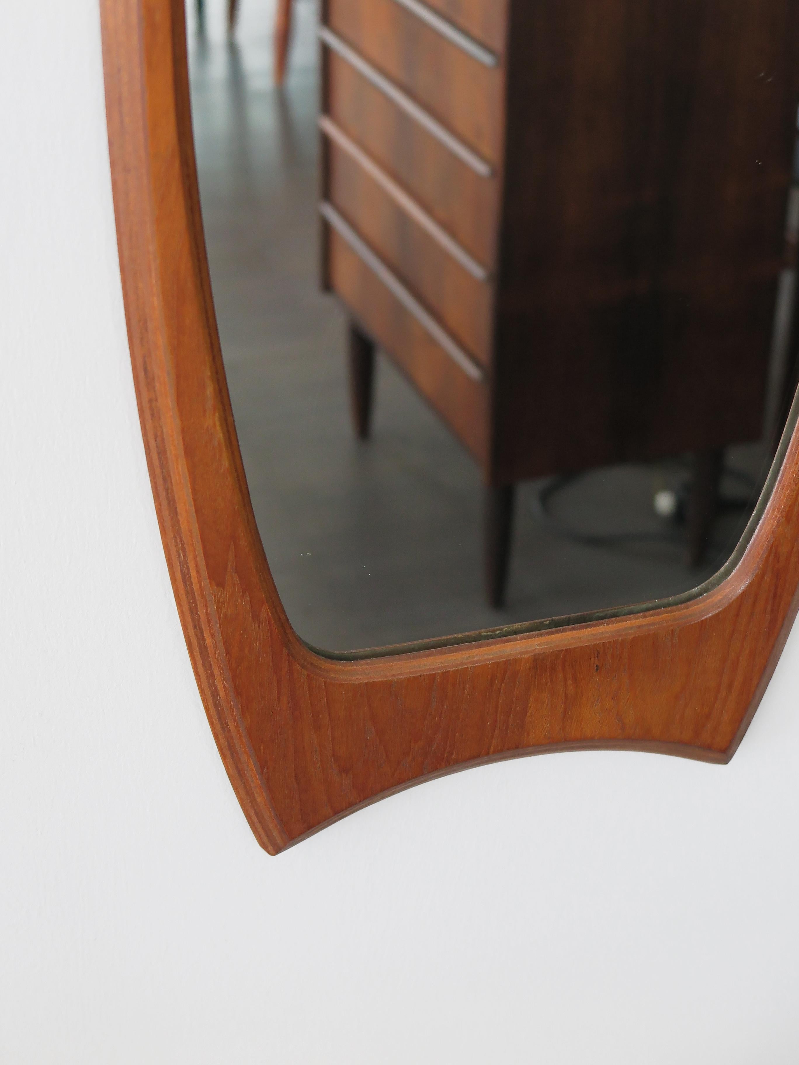 Franco Campo & Carlo Graffi for Home Midcentury Italian Teak Wall Mirror 1950s 1