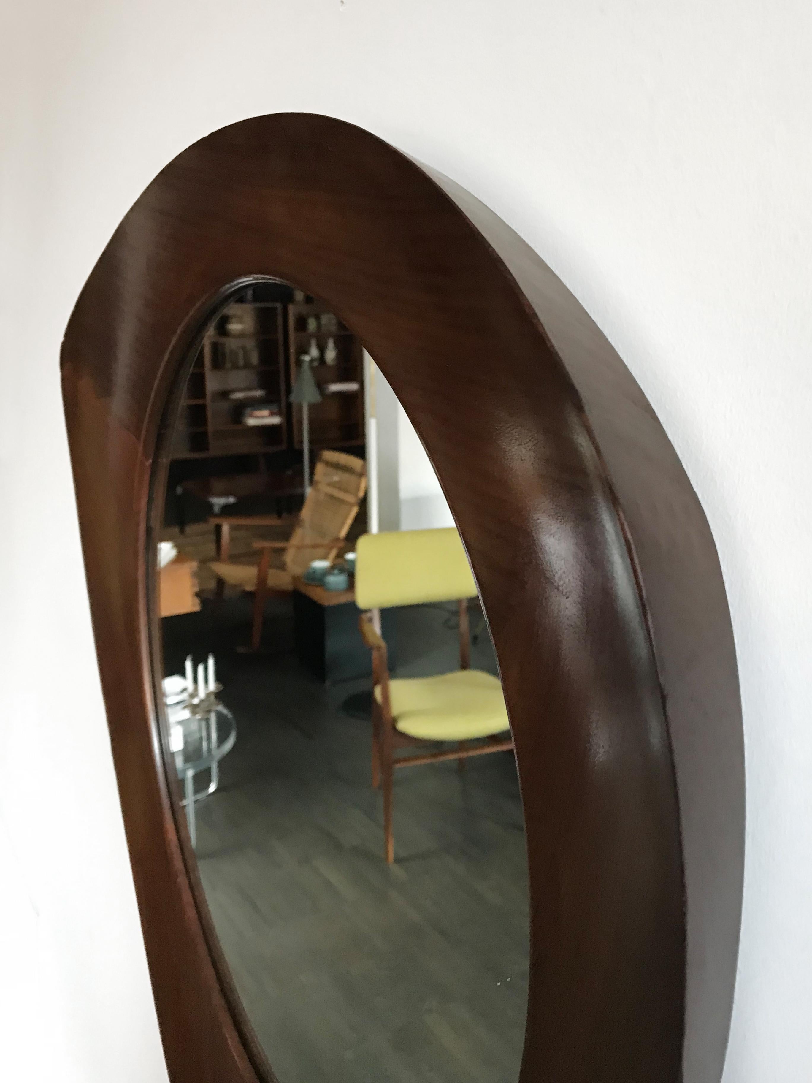 Italian Franco Campo & Carlo Graffi for Home Midcentury Solid Wood Wall Mirror, 1950s