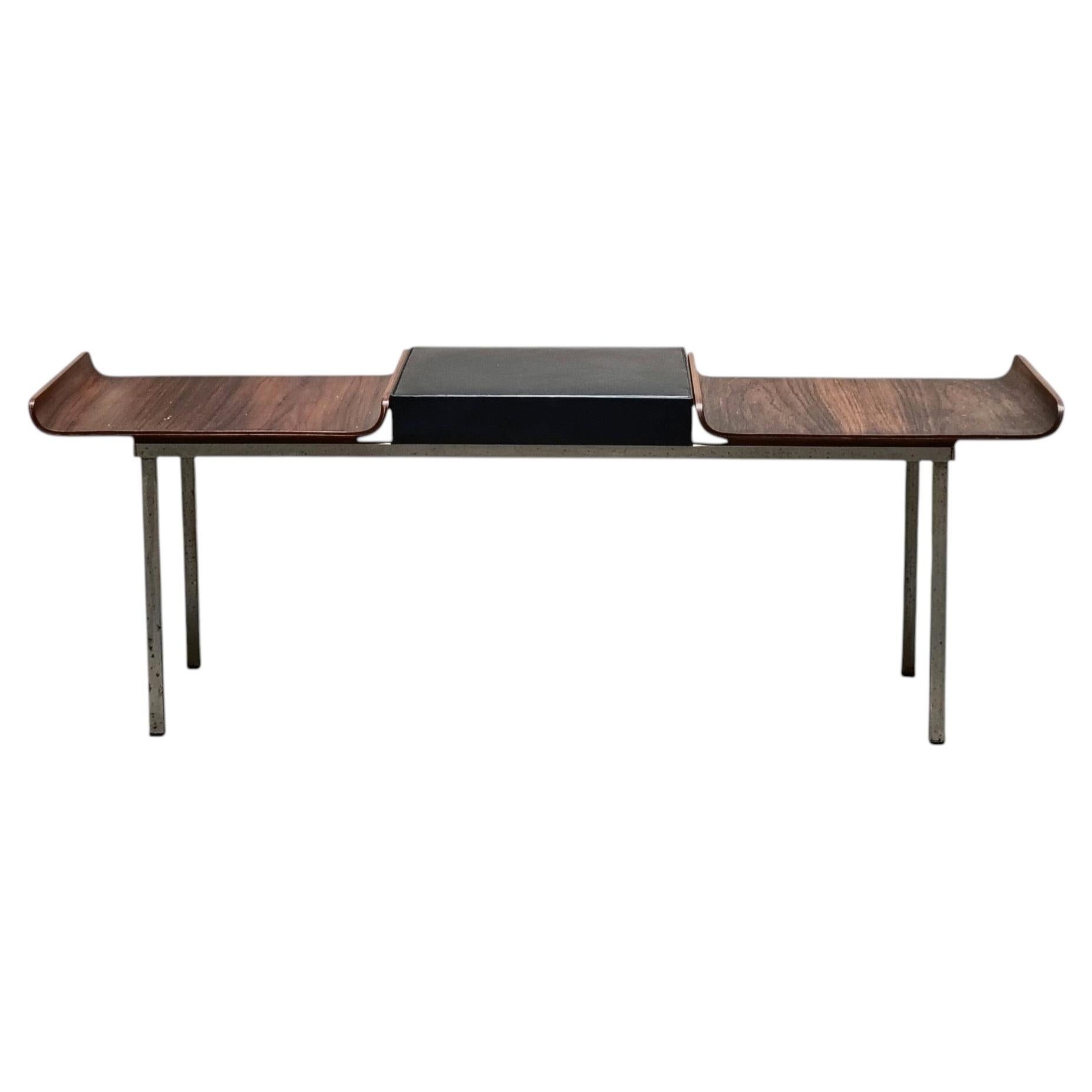 Franco Campo & Carlo Graffi for Home Torino: Wood and Metal Bench, 1960s For Sale