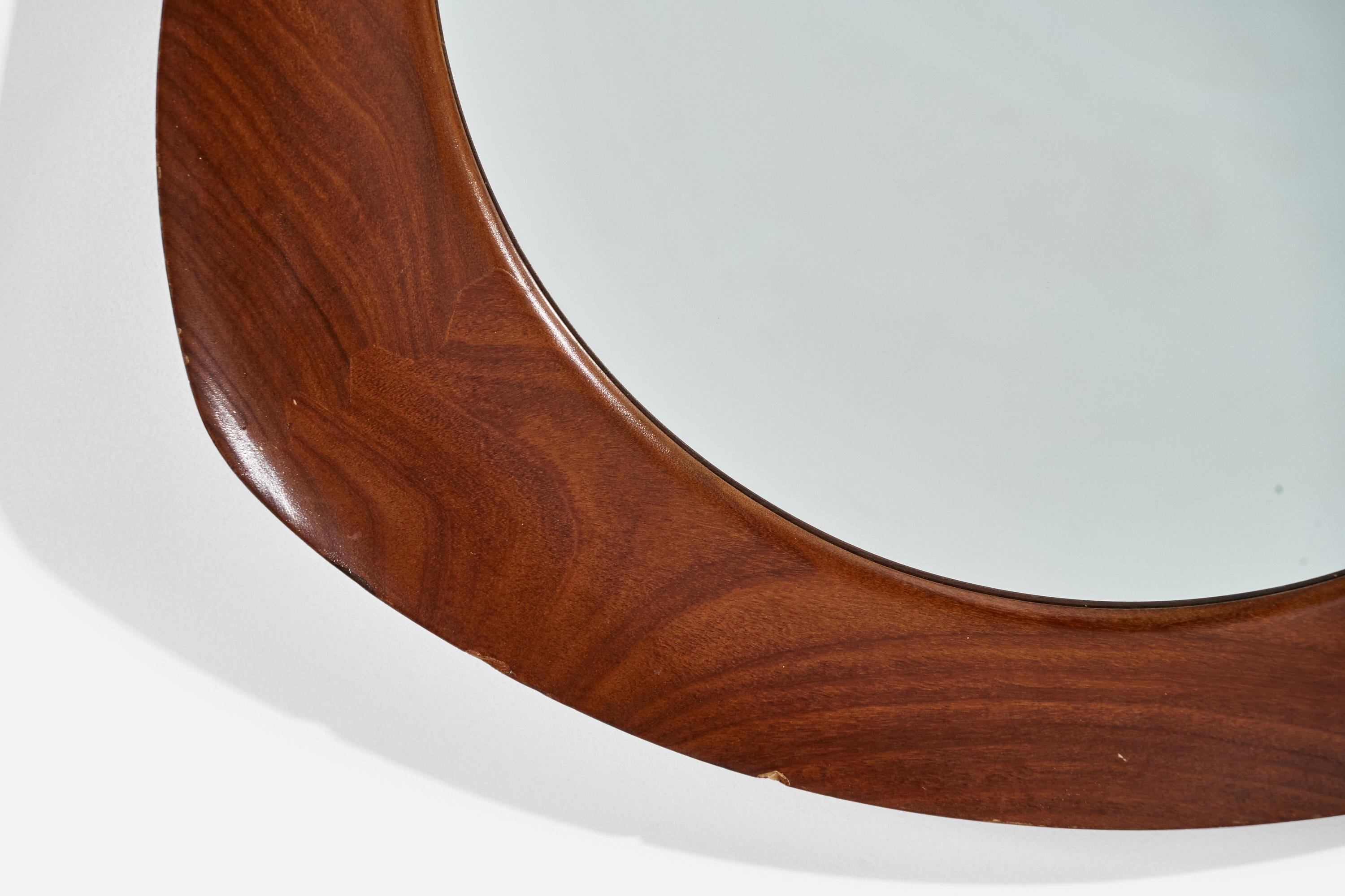 Franco Campo & Carlo Graffi, Wall Mirror, Walnut, Mirror Glass, Italy, 1950s For Sale 1