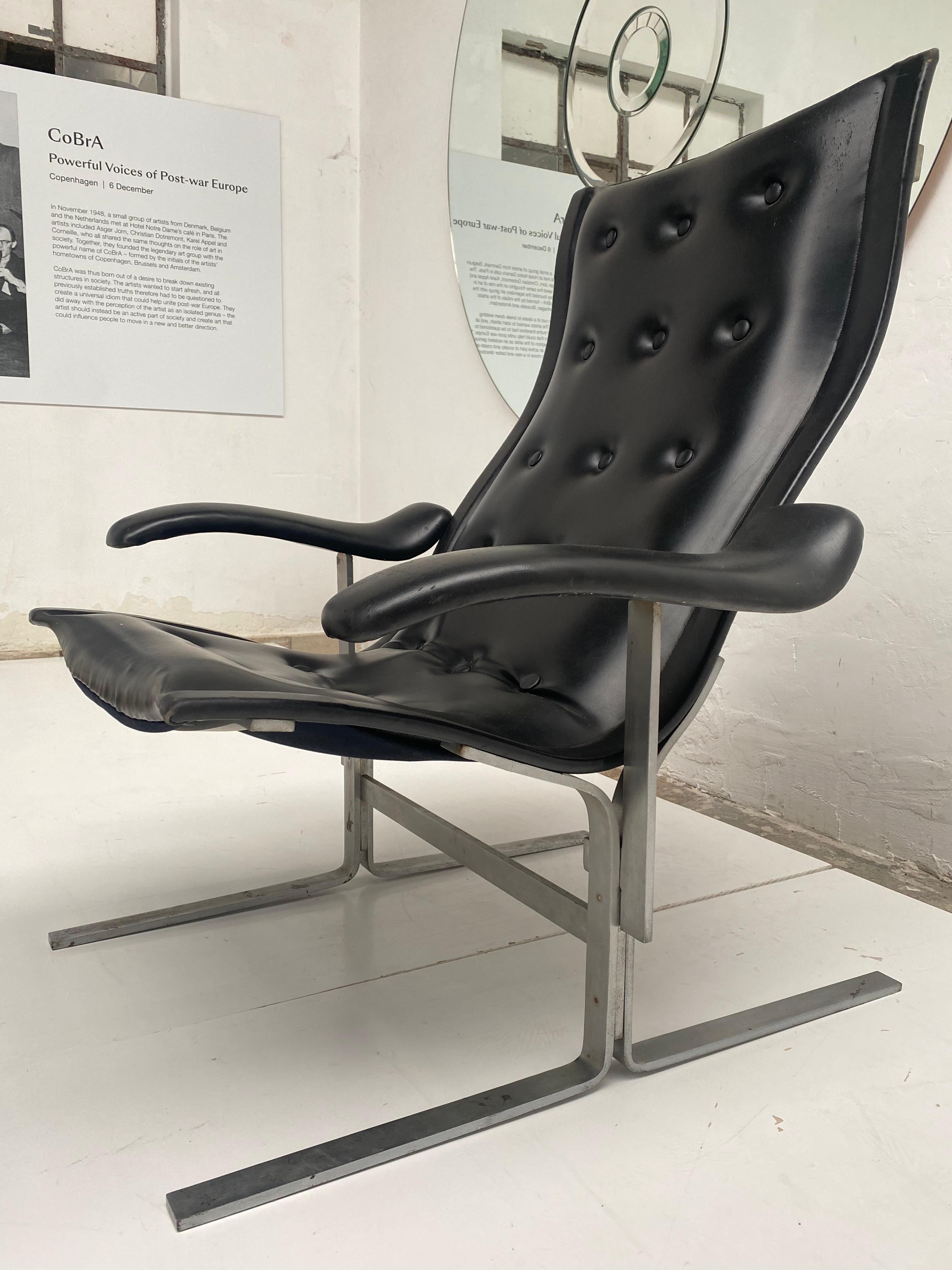 Fait main Chaise longue et pouf Franco Campo, 1 des 2 ensembles jamais produits, authentifié en vente