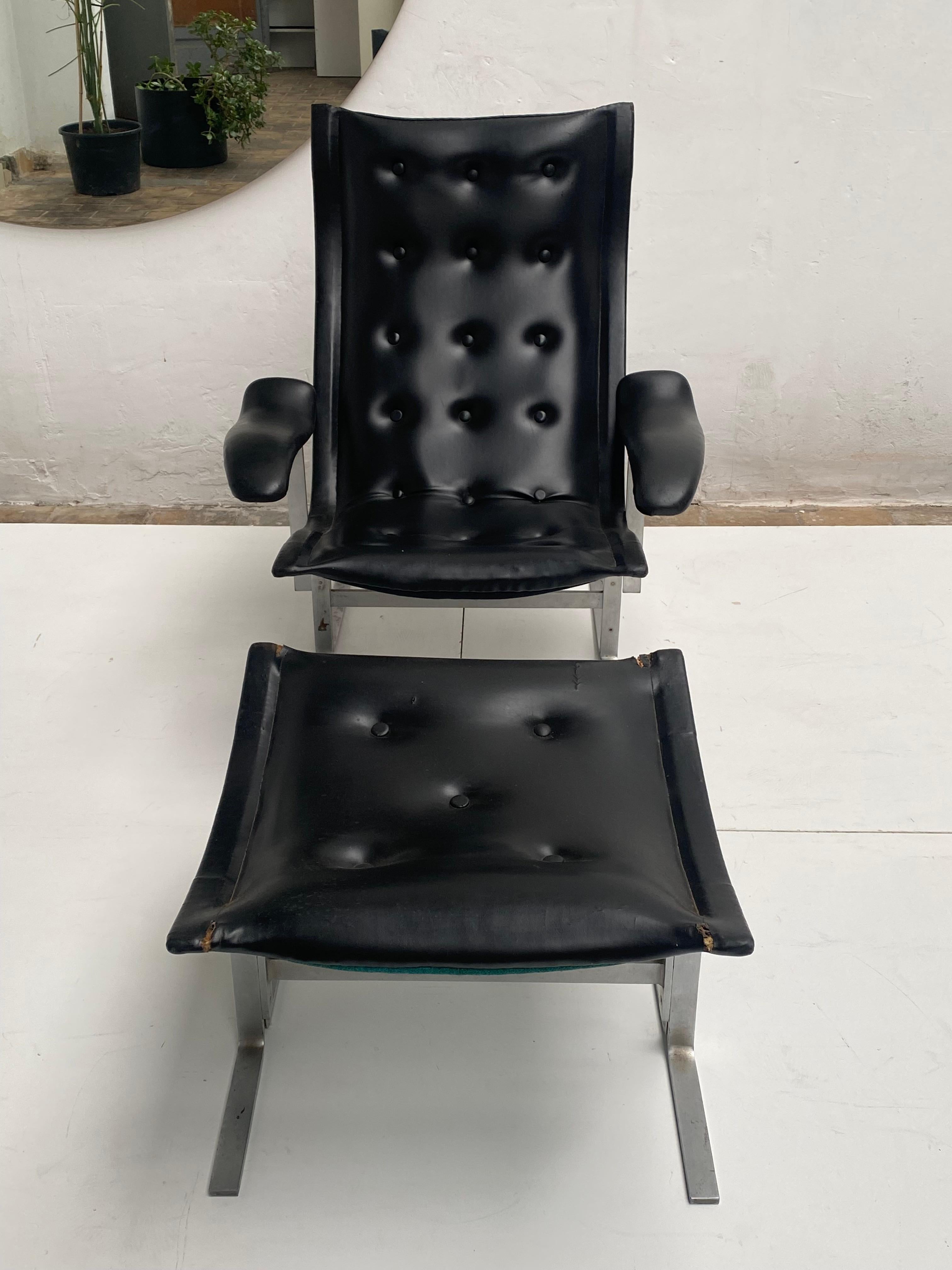 Chaise longue et pouf Franco Campo, 1 des 2 ensembles jamais produits, authentifié Bon état - En vente à bergen op zoom, NL