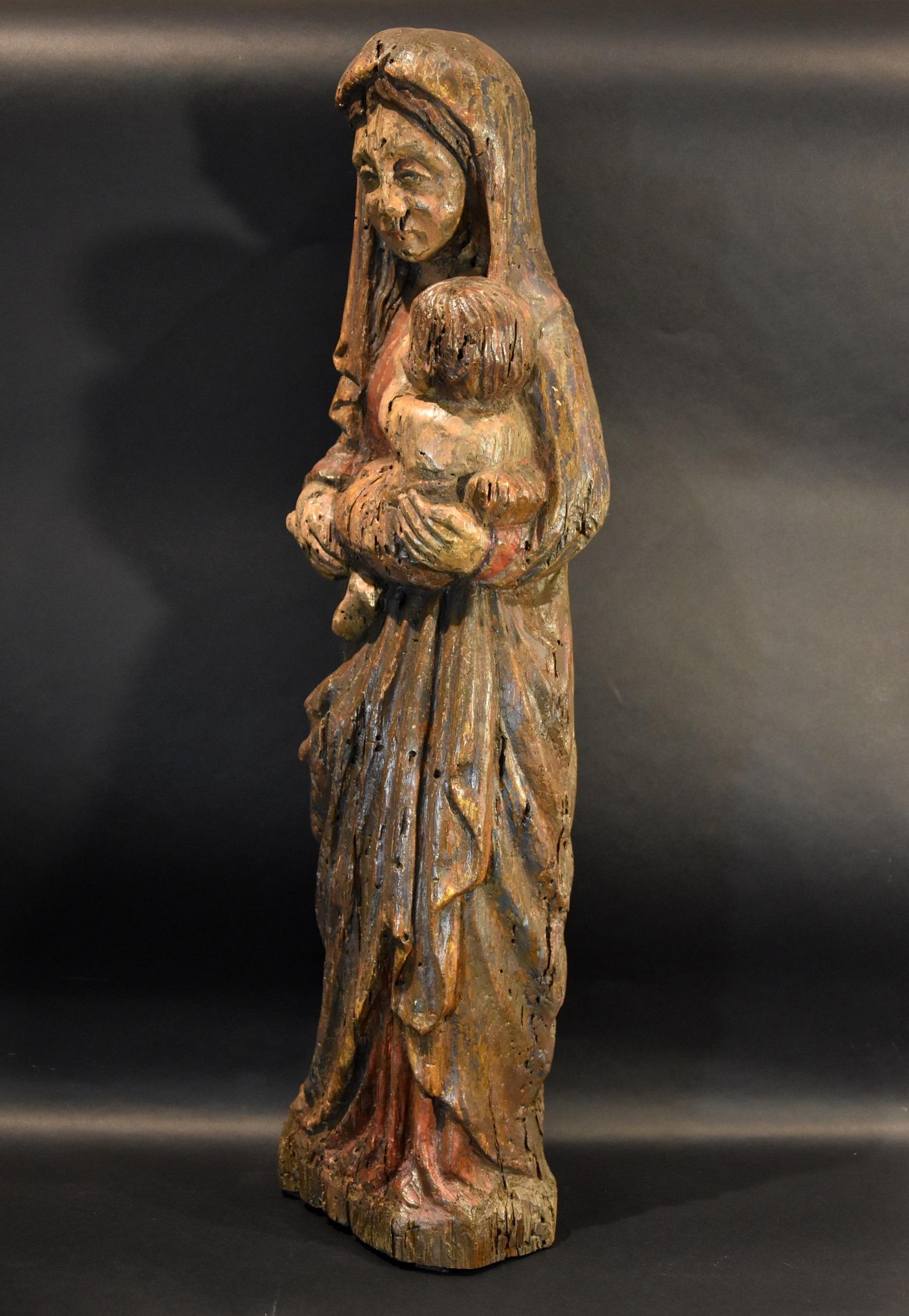 Jungfrau und Kind franko-katalanischer Bildhauer 13-14. Jahrhundert Wood Spanish  im Angebot 6