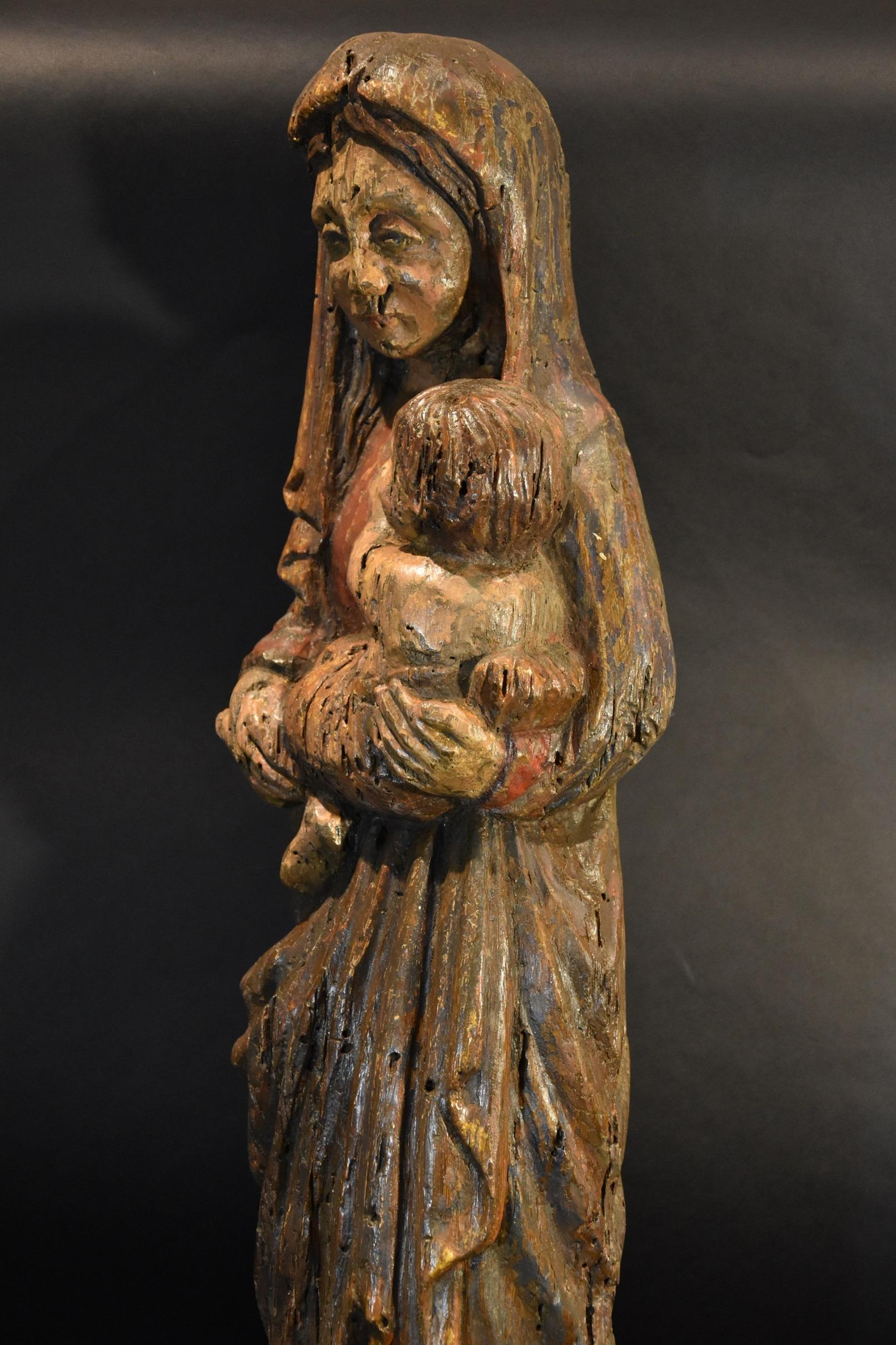 Jungfrau und Kind franko-katalanischer Bildhauer 13-14. Jahrhundert Wood Spanish  im Angebot 7